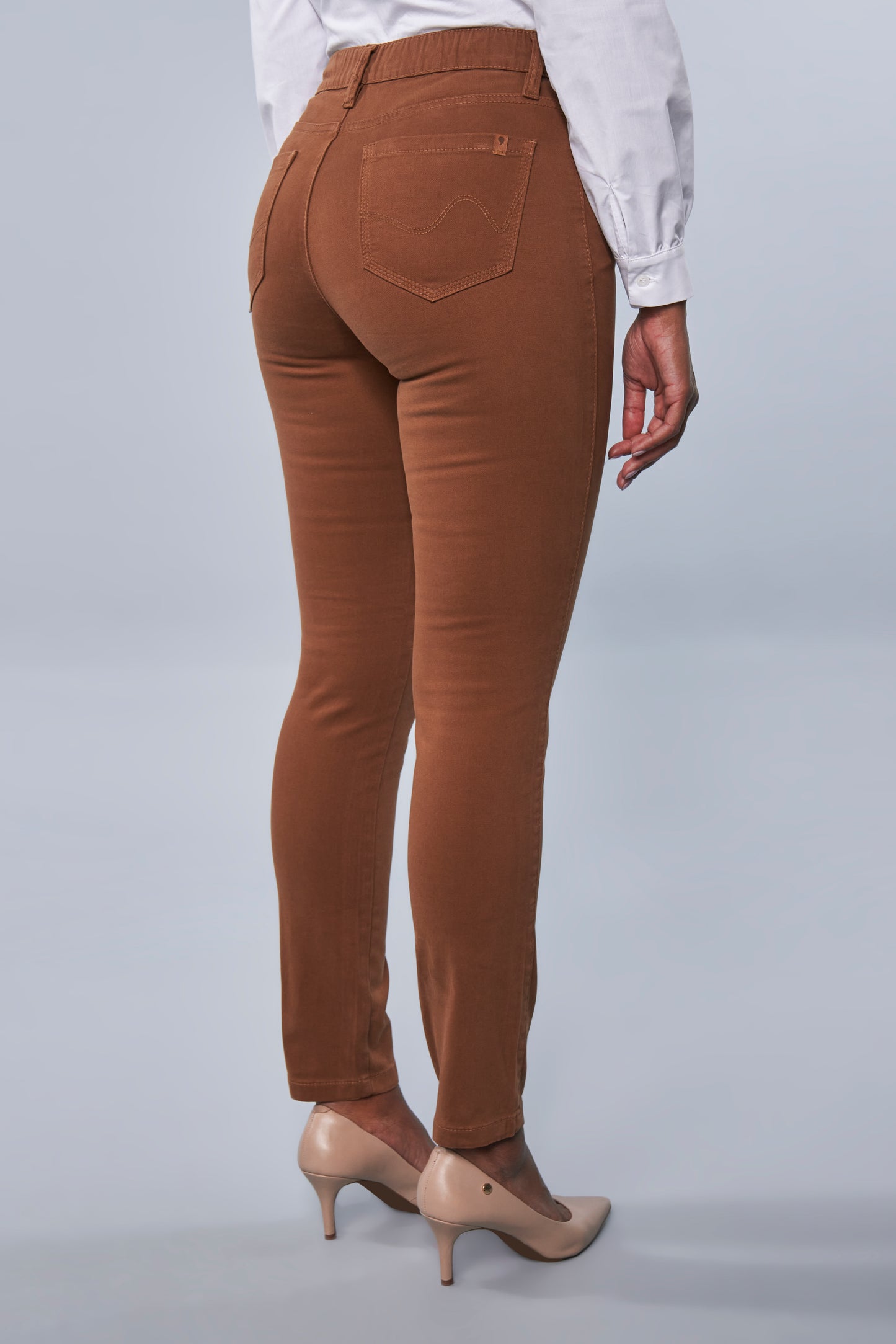 calça malha color skinny cintura intermediária com elástico