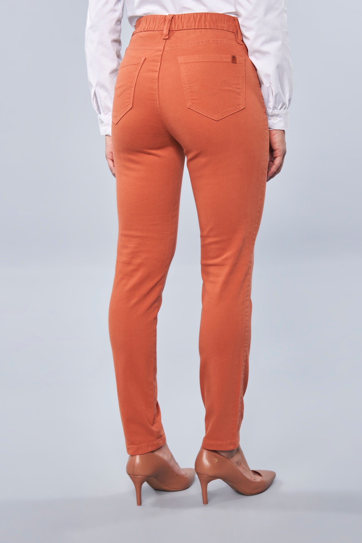 calça malha color skinny cintura intermediária com elástico