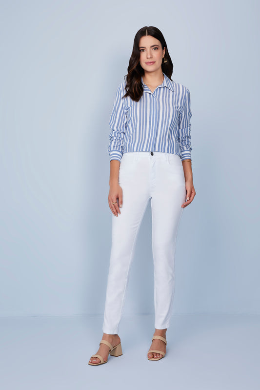 calça malha color skinny cintura intermediária com elástico