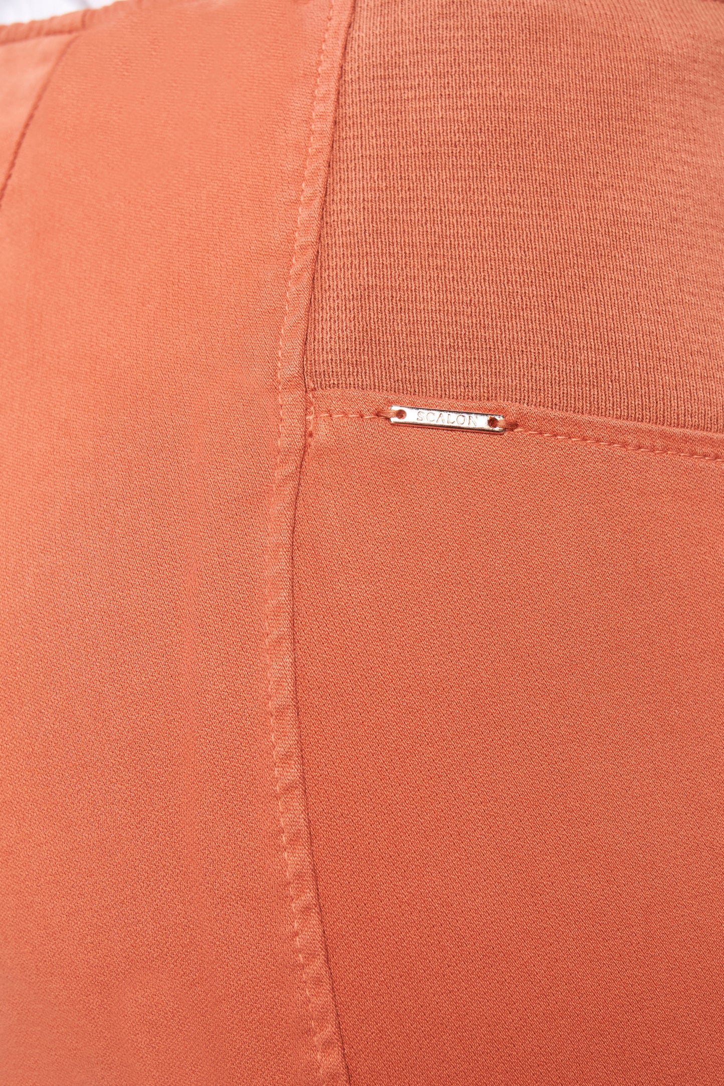 calça malha color skinny cintura intermediária cós de tricot largo