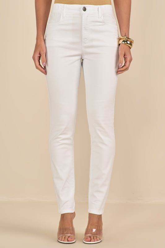 calça malha color skinny cintura intermediária com elástico
