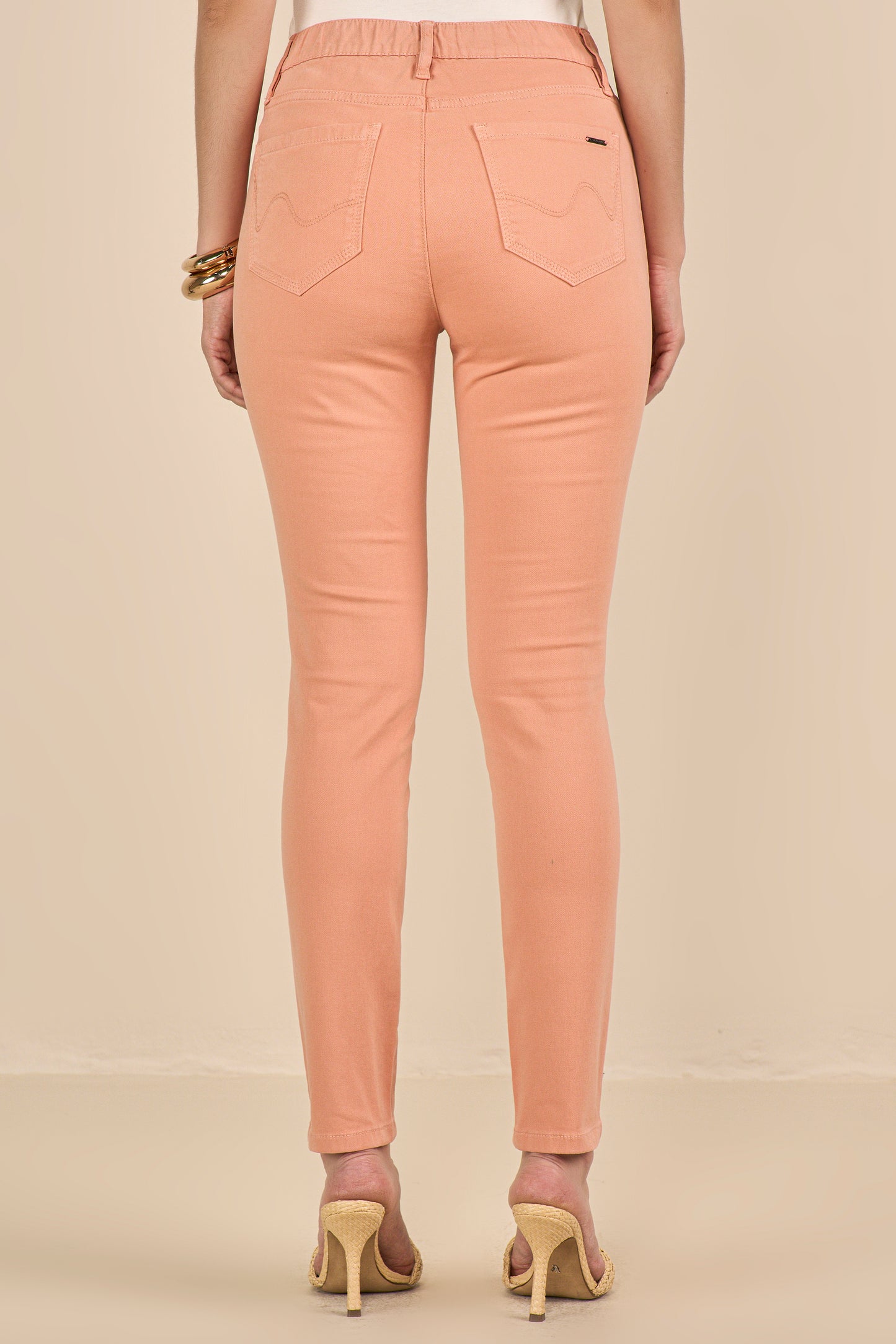 calça malha color skinny cintura intermediária com elástico