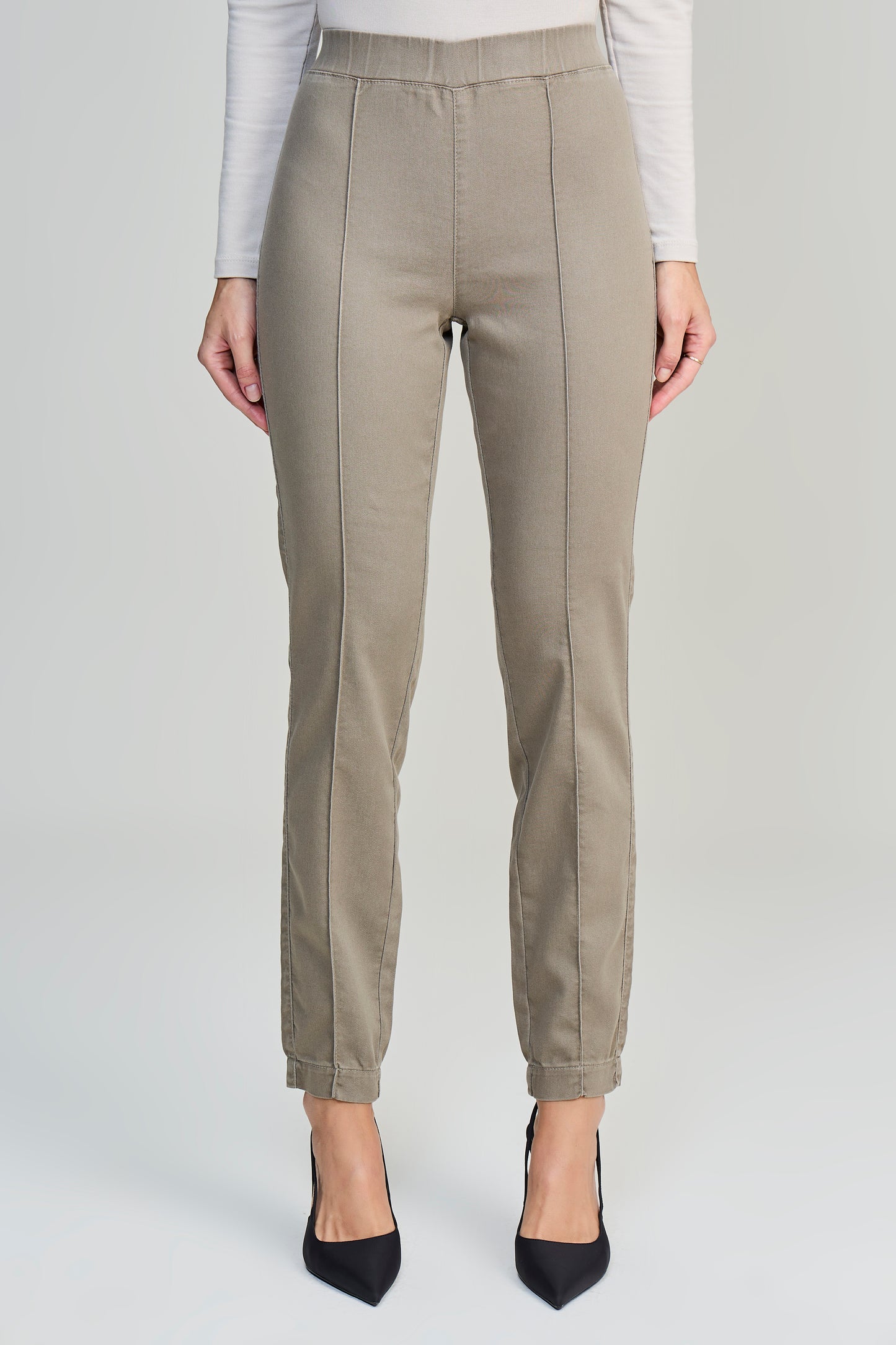 calça sarja color jegging cintura intermediária basica
