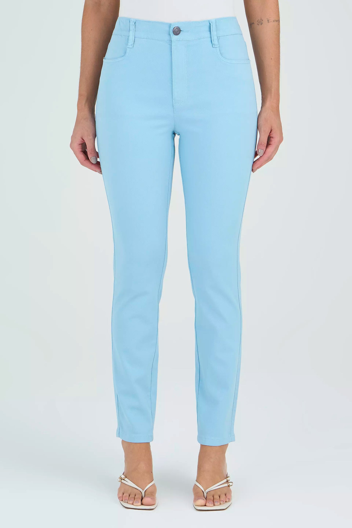 calça malha color skinny cintura intermediária com elástico