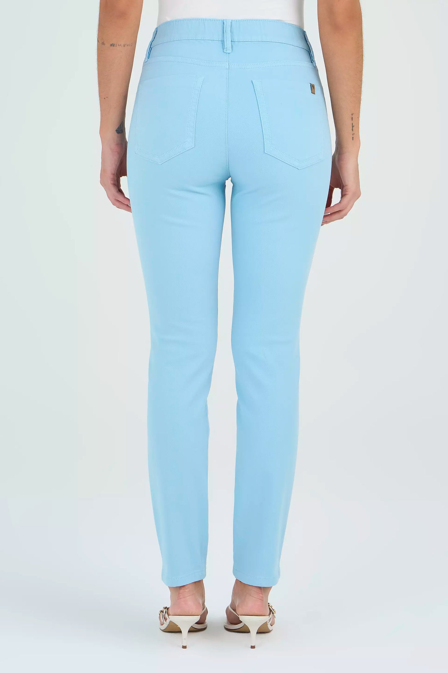 calça malha color skinny cintura intermediária com elástico