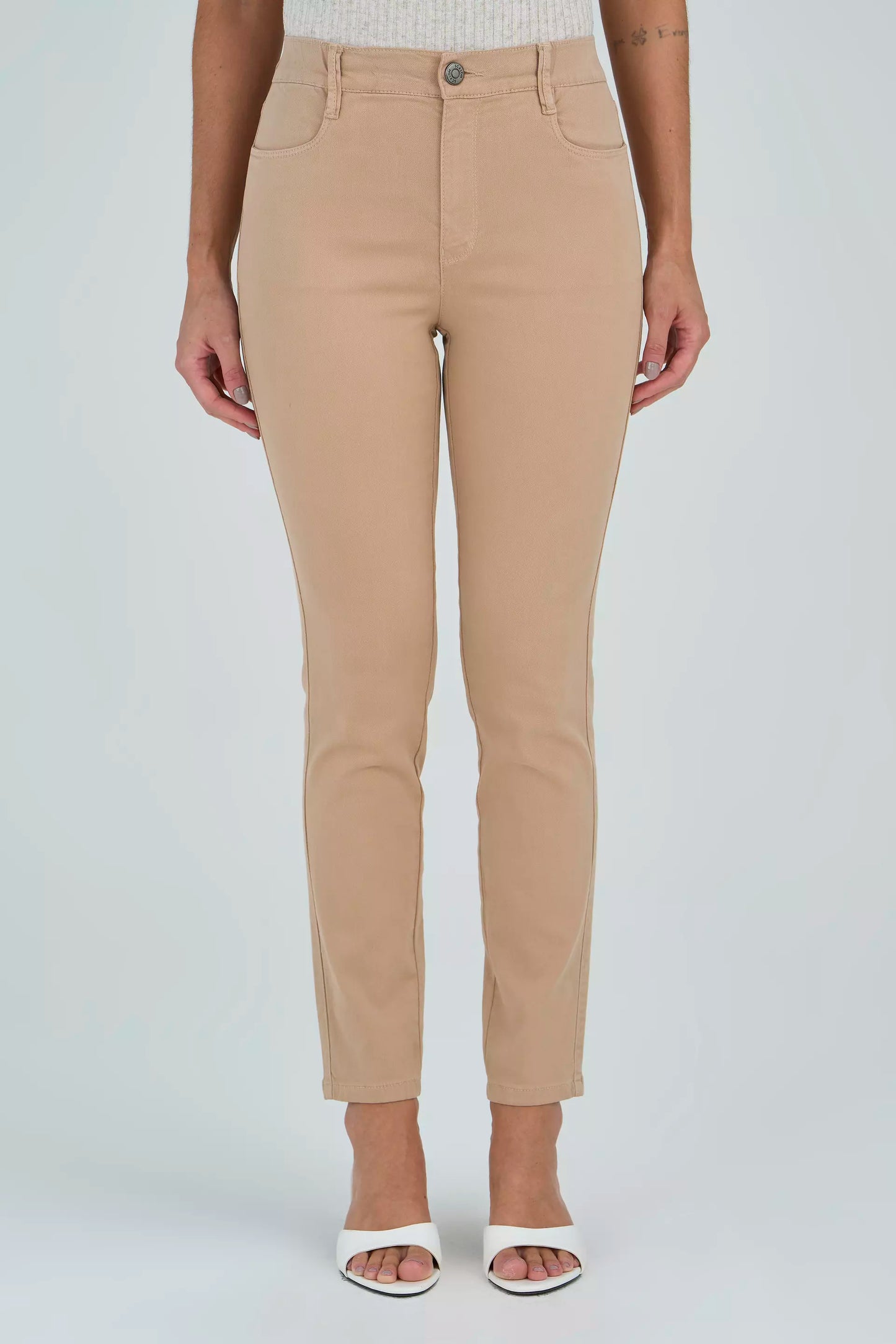 calça malha color skinny cintura intermediária com elástico