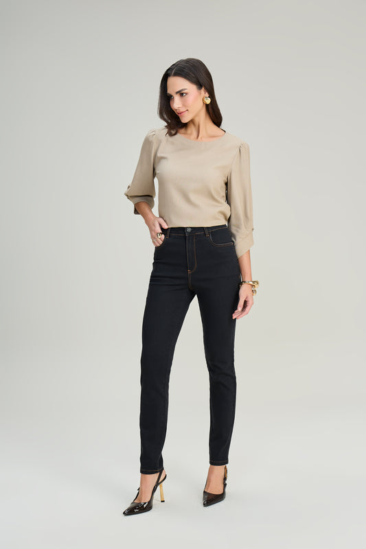 calça jeans black skinny cintura intermediária