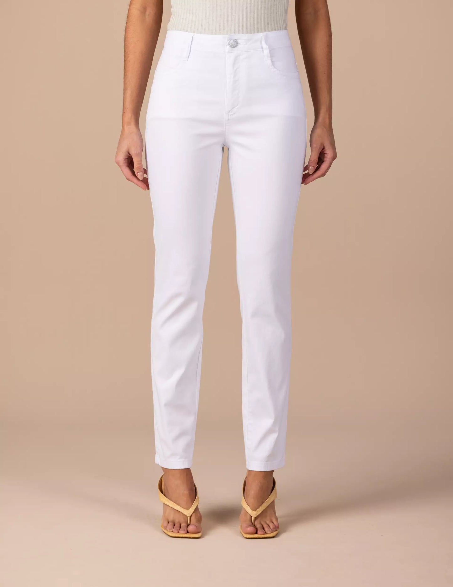 calça sarja color skinny cintura intermediária básico