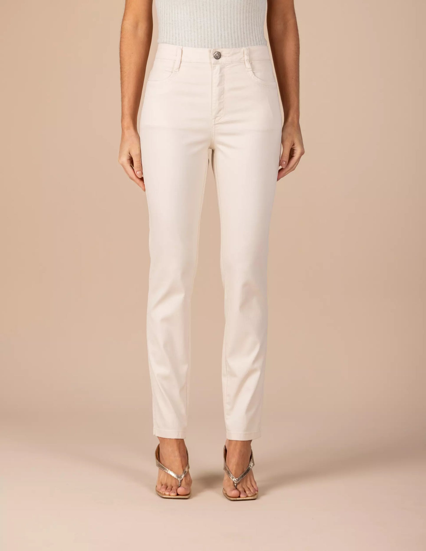 calça sarja color skinny cintura intermediária básico