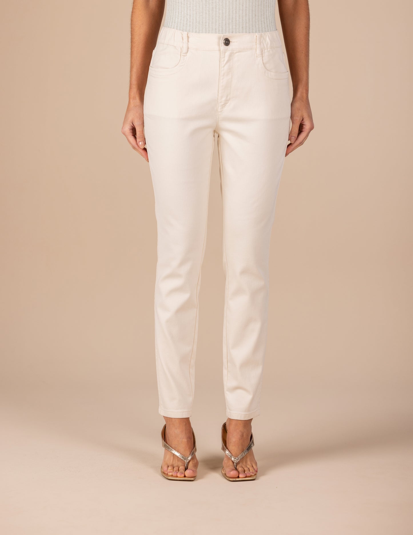 calça malha color skinny cintura intermediária com elástico