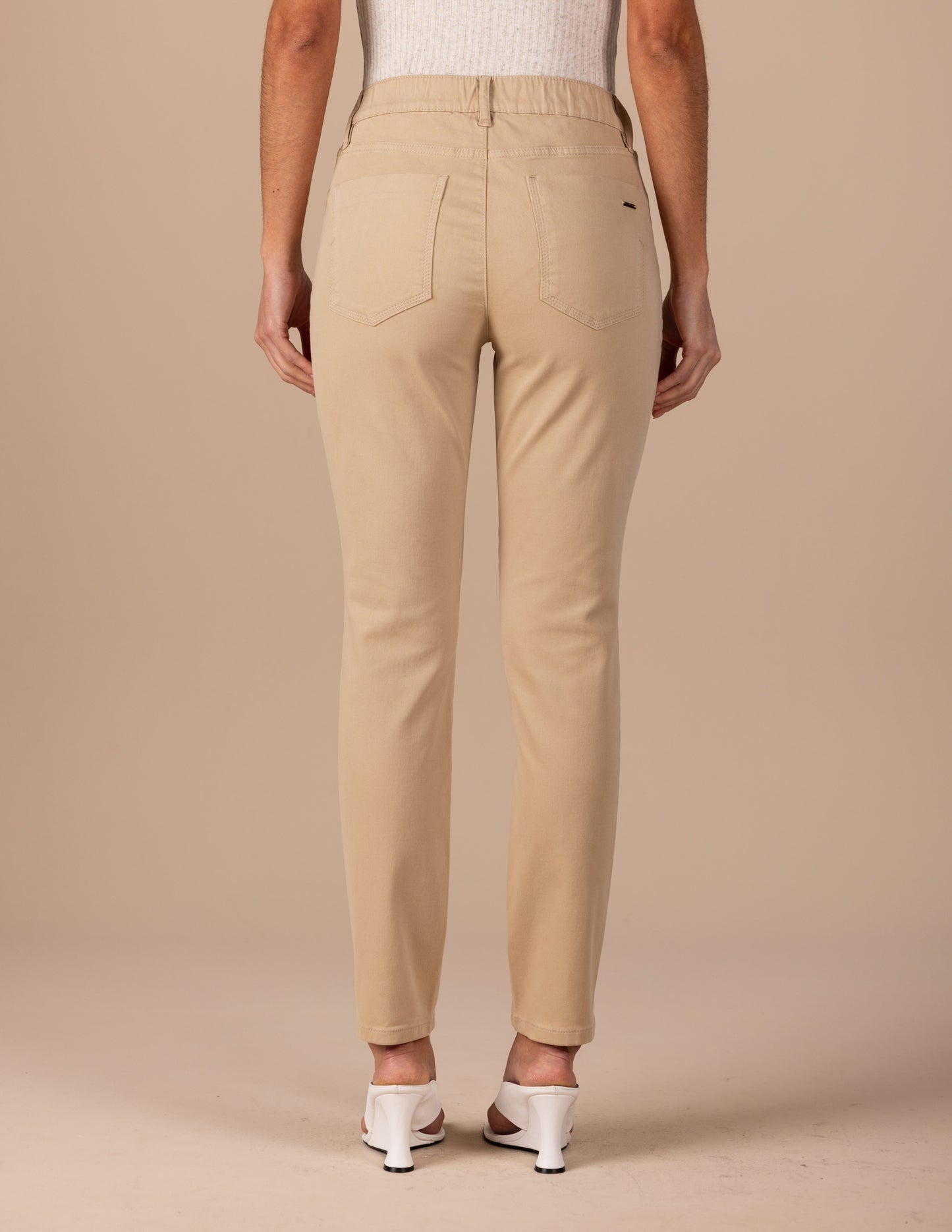 calça malha color skinny cintura intermediária com elástico