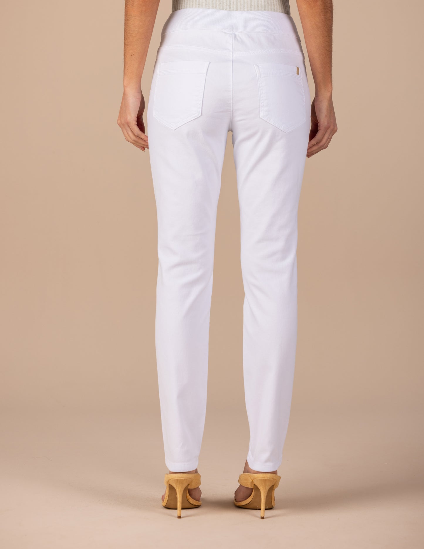 calça malha color skinny cintura intermediária cós de tricot