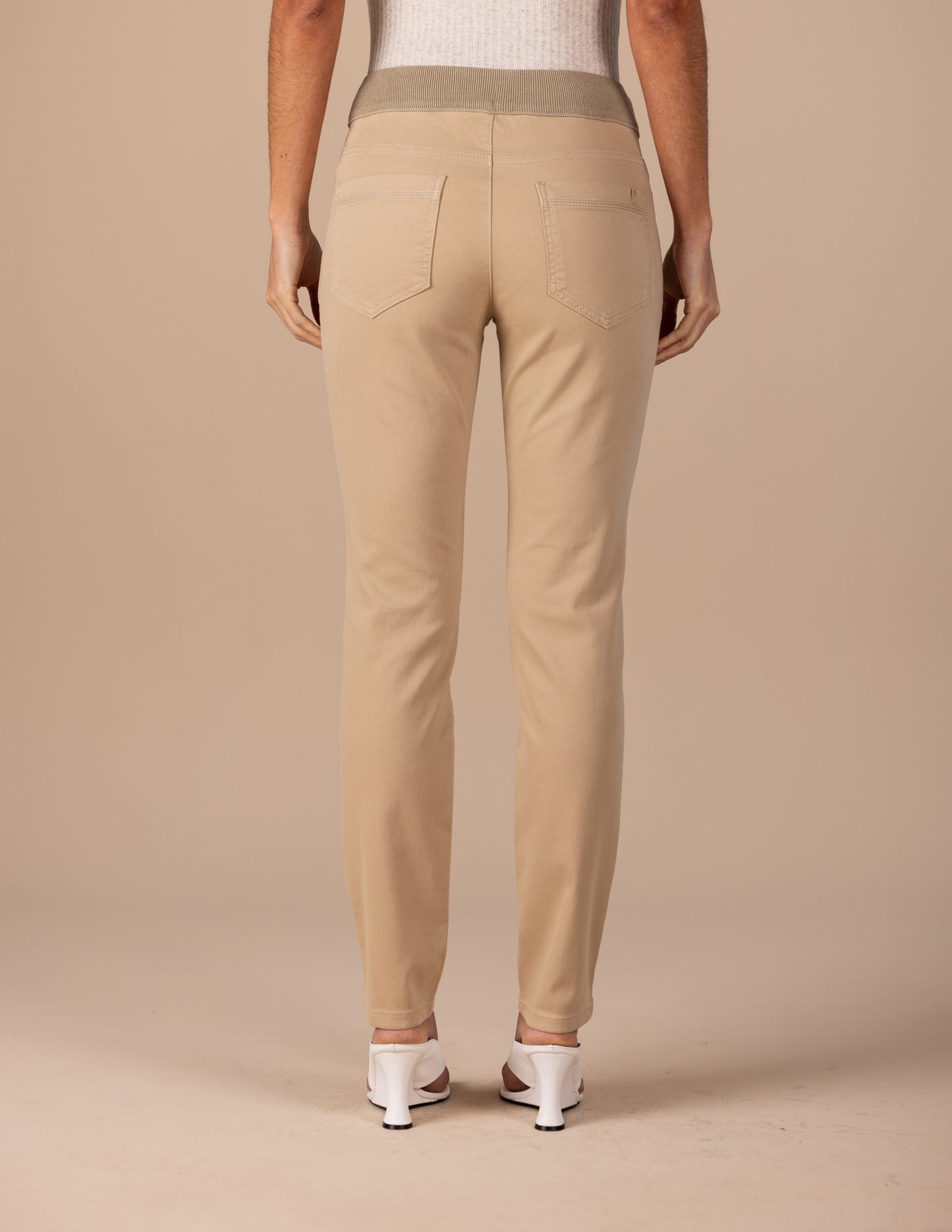 calça malha color skinny cintura intermediária cós de tricot