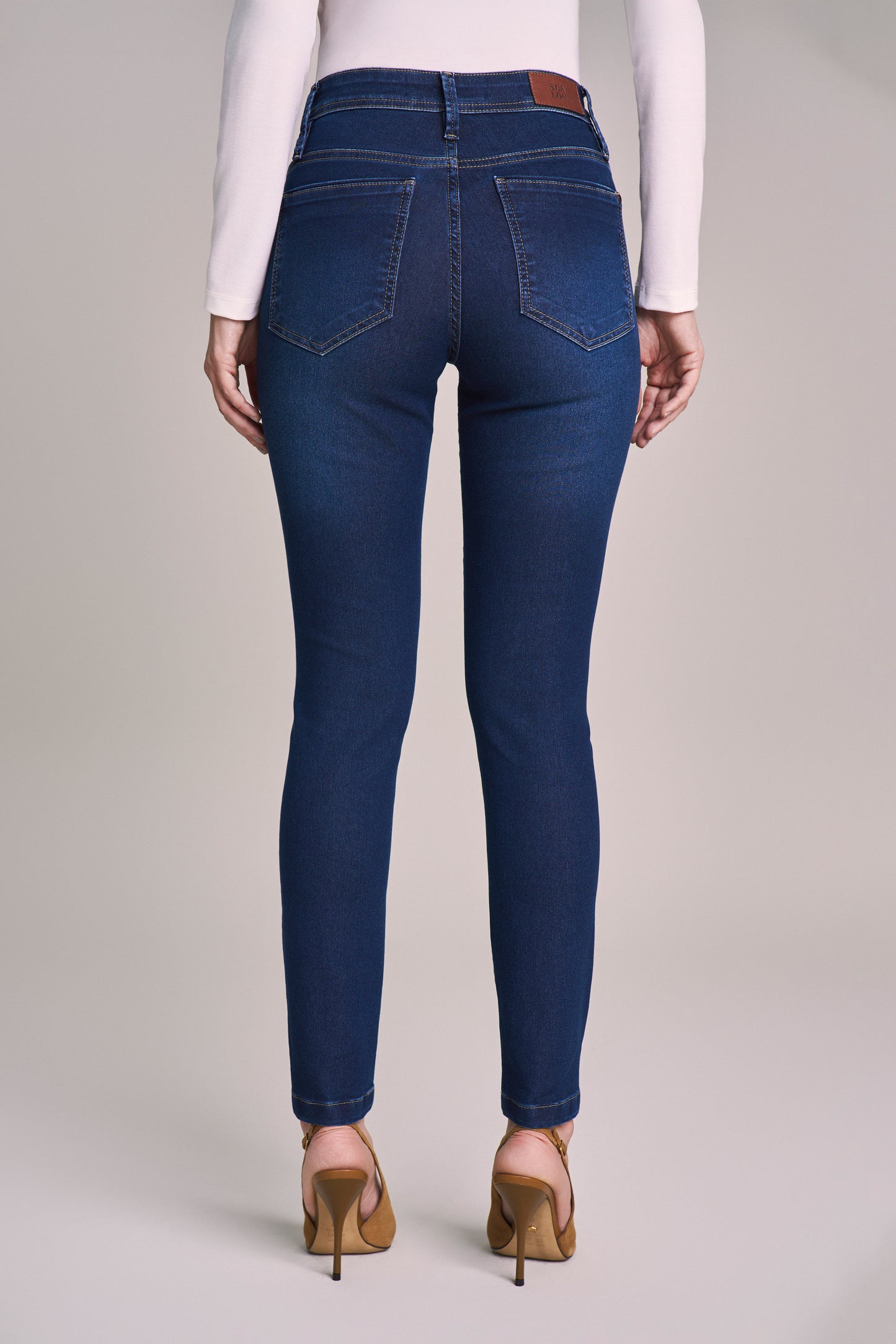 calça jeans skinny cintura intermediária vivo boca bolso