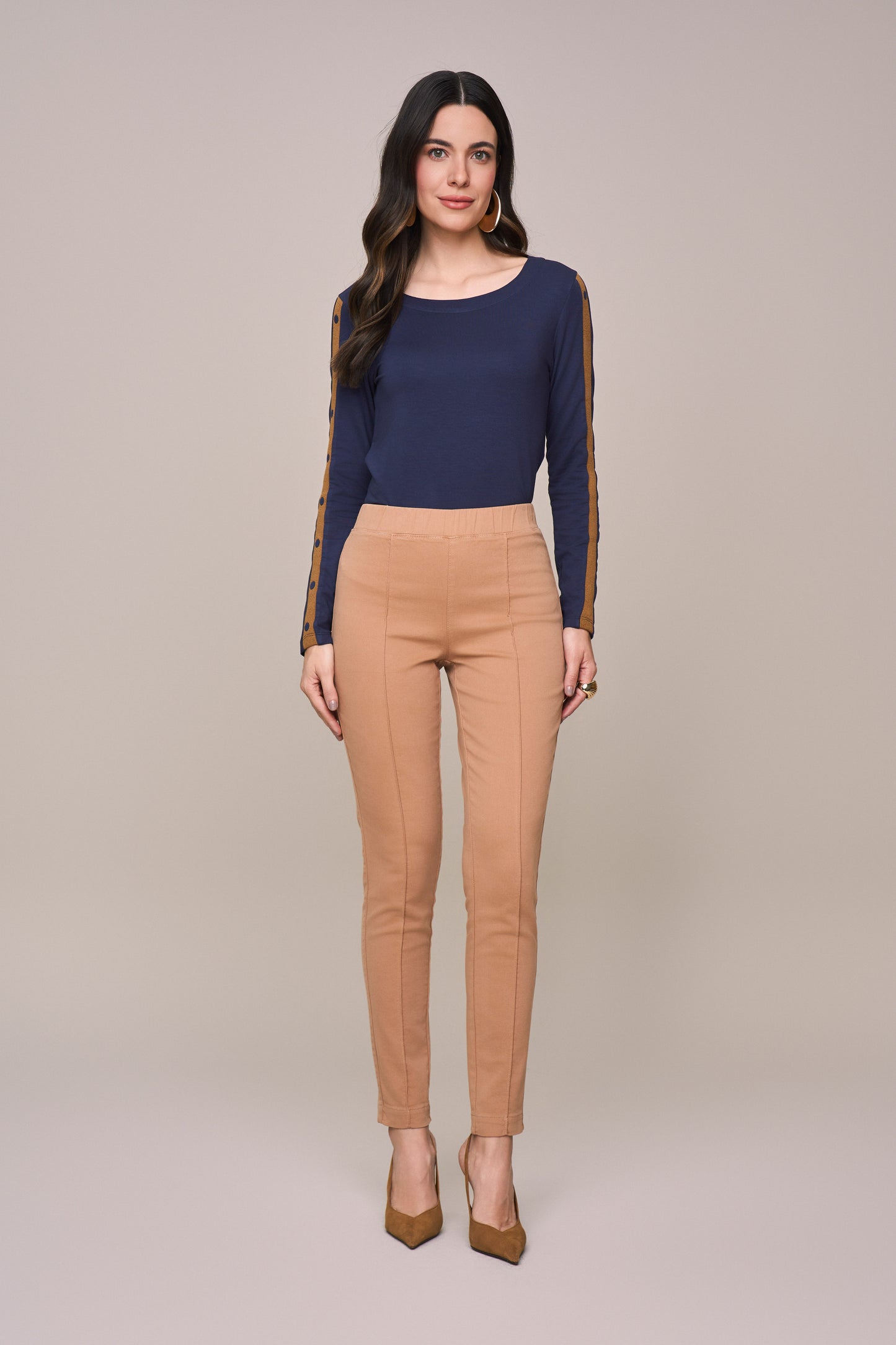 calça malha color jegging cintura intermediária básica