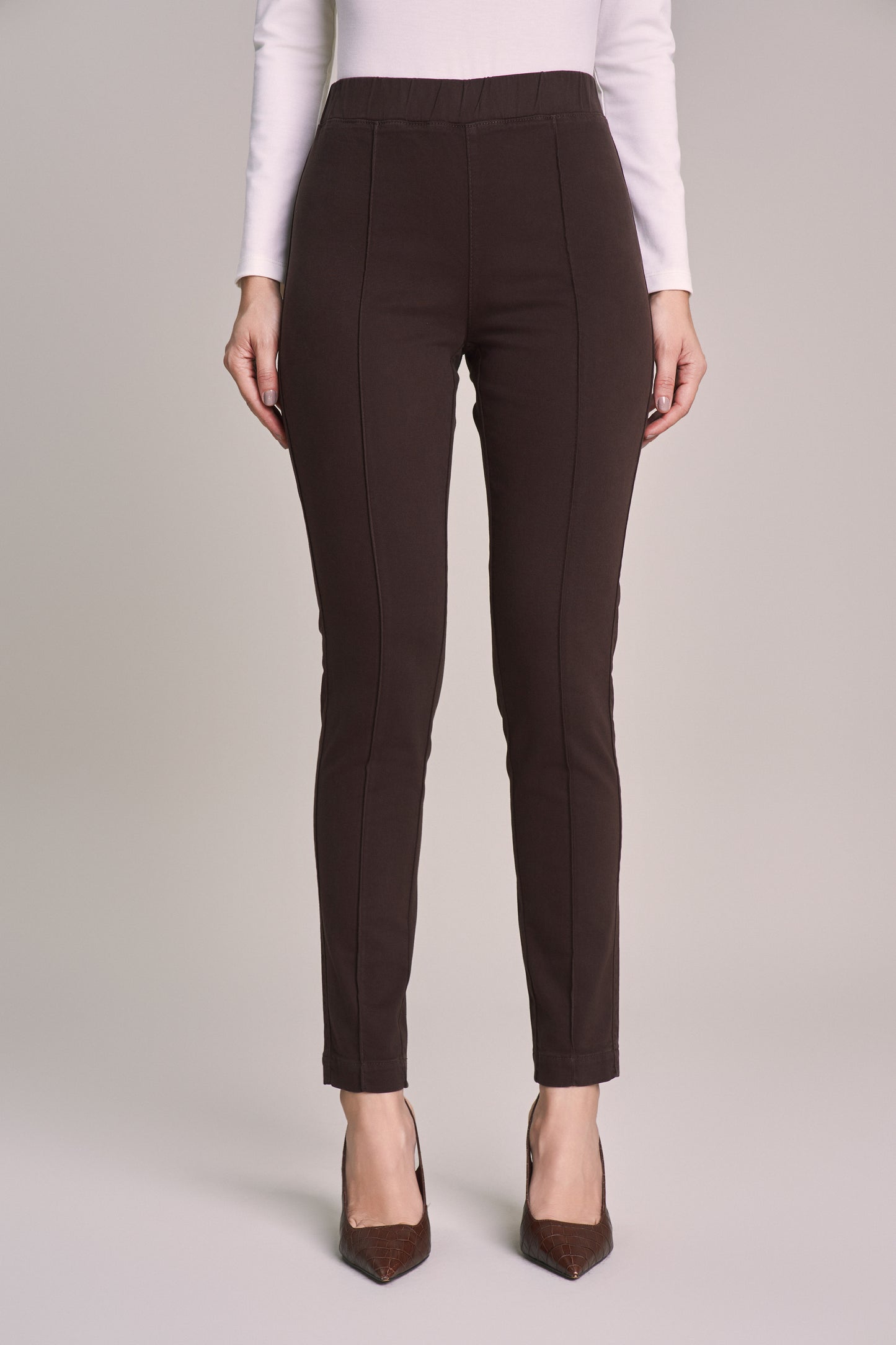 calça malha color jegging cintura intermediária básica