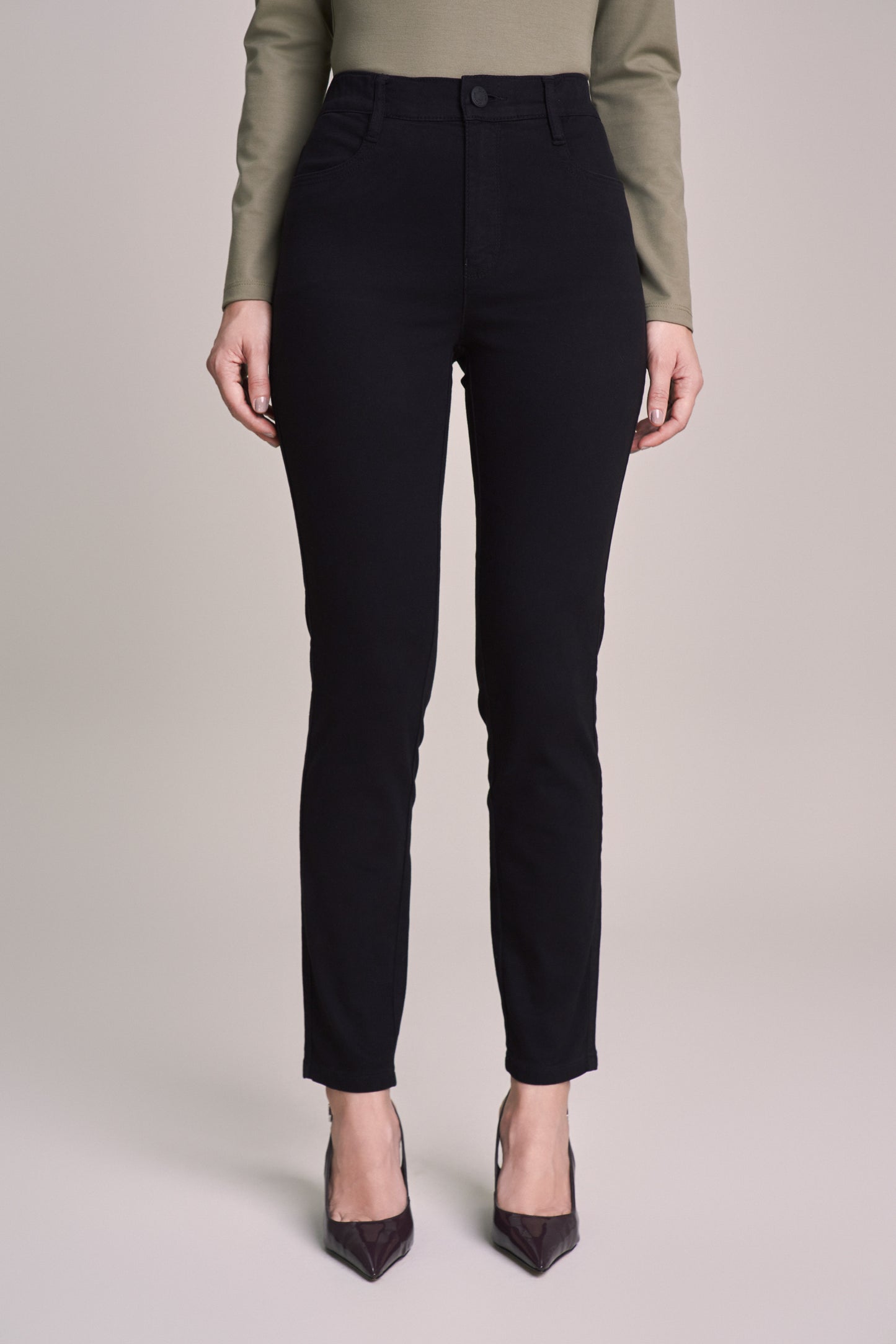 calça malha color skinny cintura intermediária com elastano