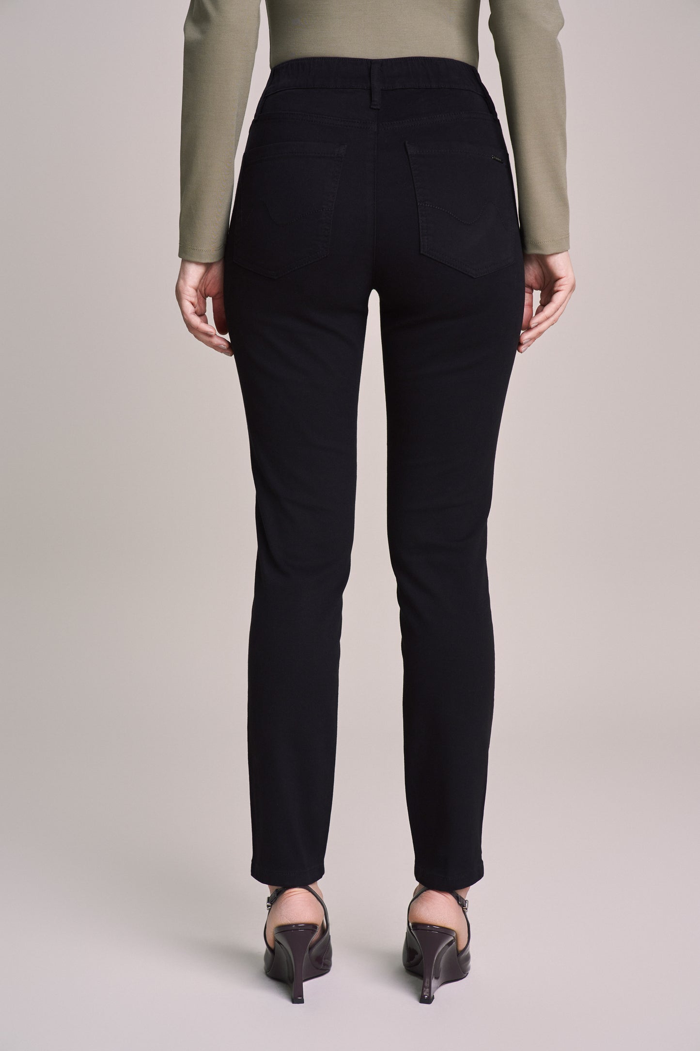 calça malha color skinny cintura intermediária com elastano