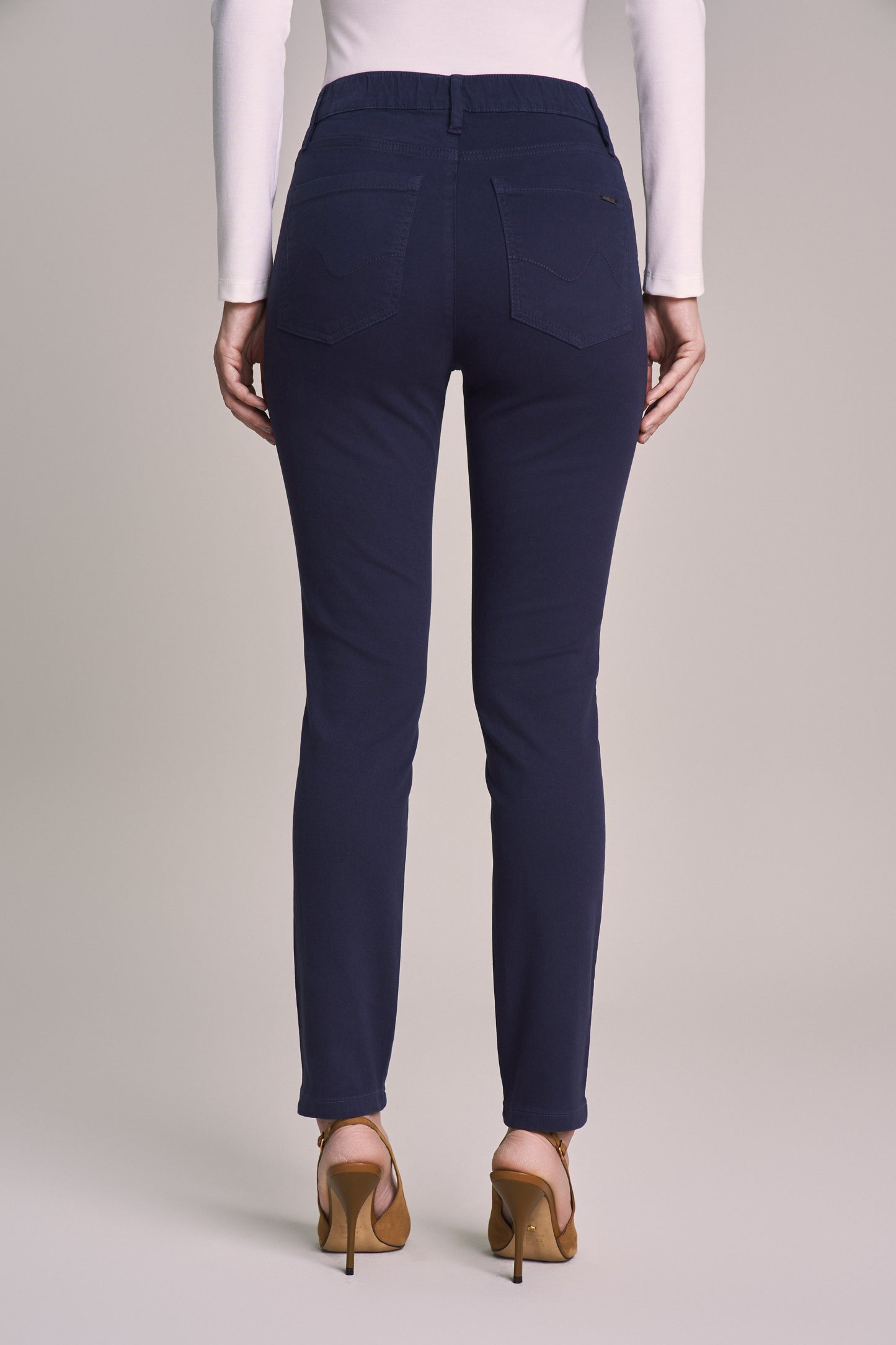calça malha color skinny cintura intermediária com elastano