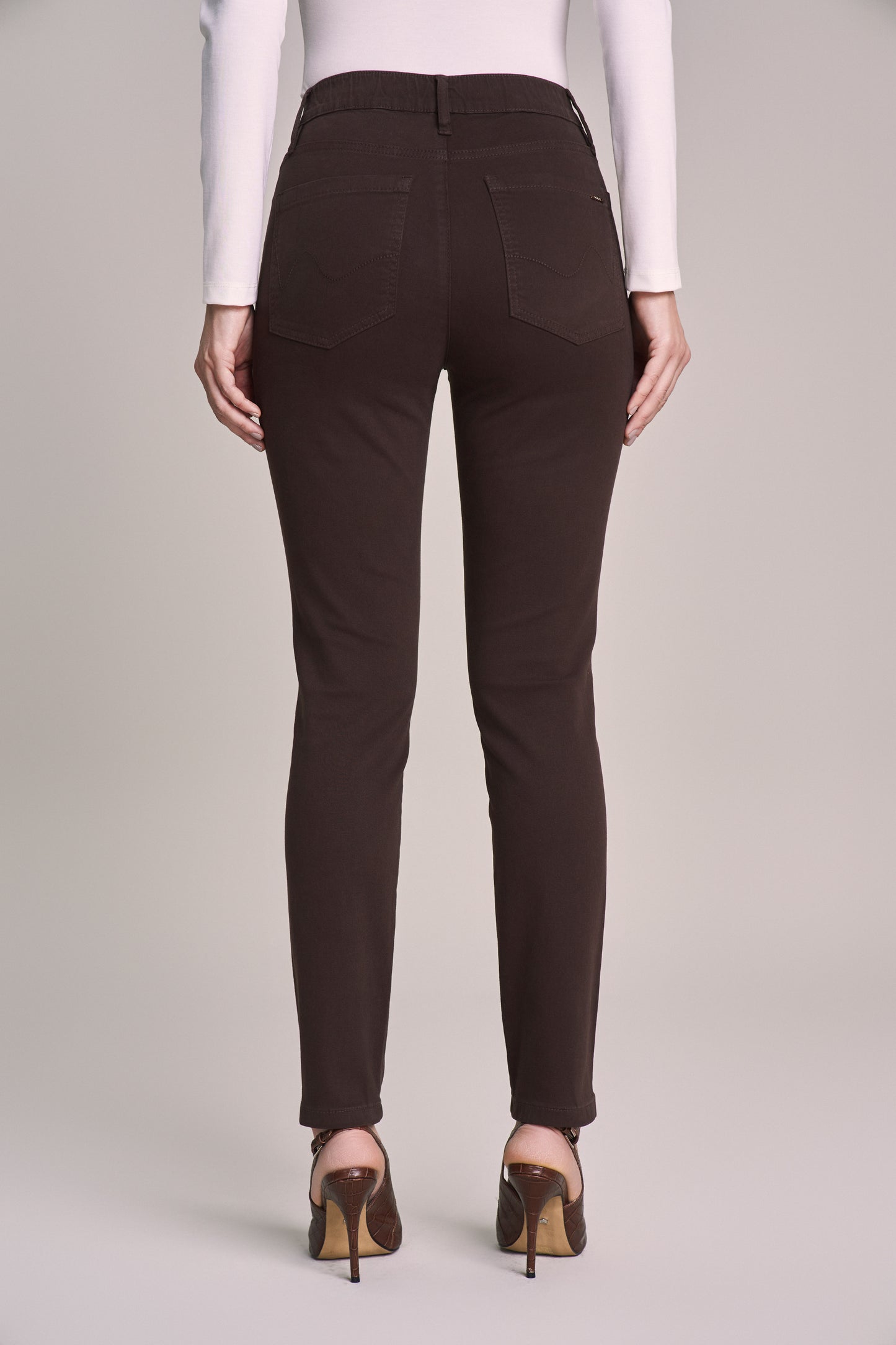 calça malha color skinny cintura intermediária com elastano