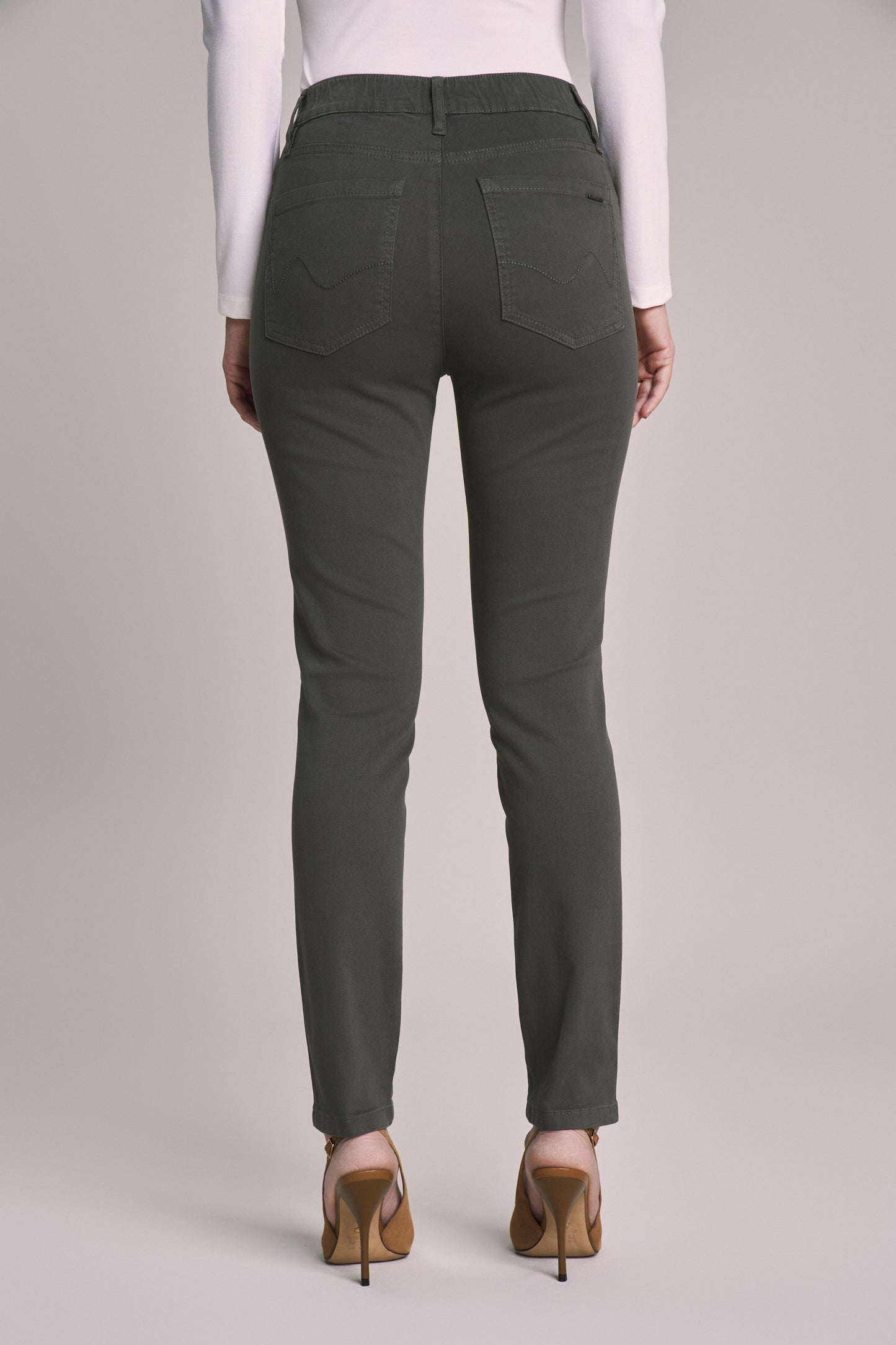 calça malha color skinny cintura intermediária com elastano