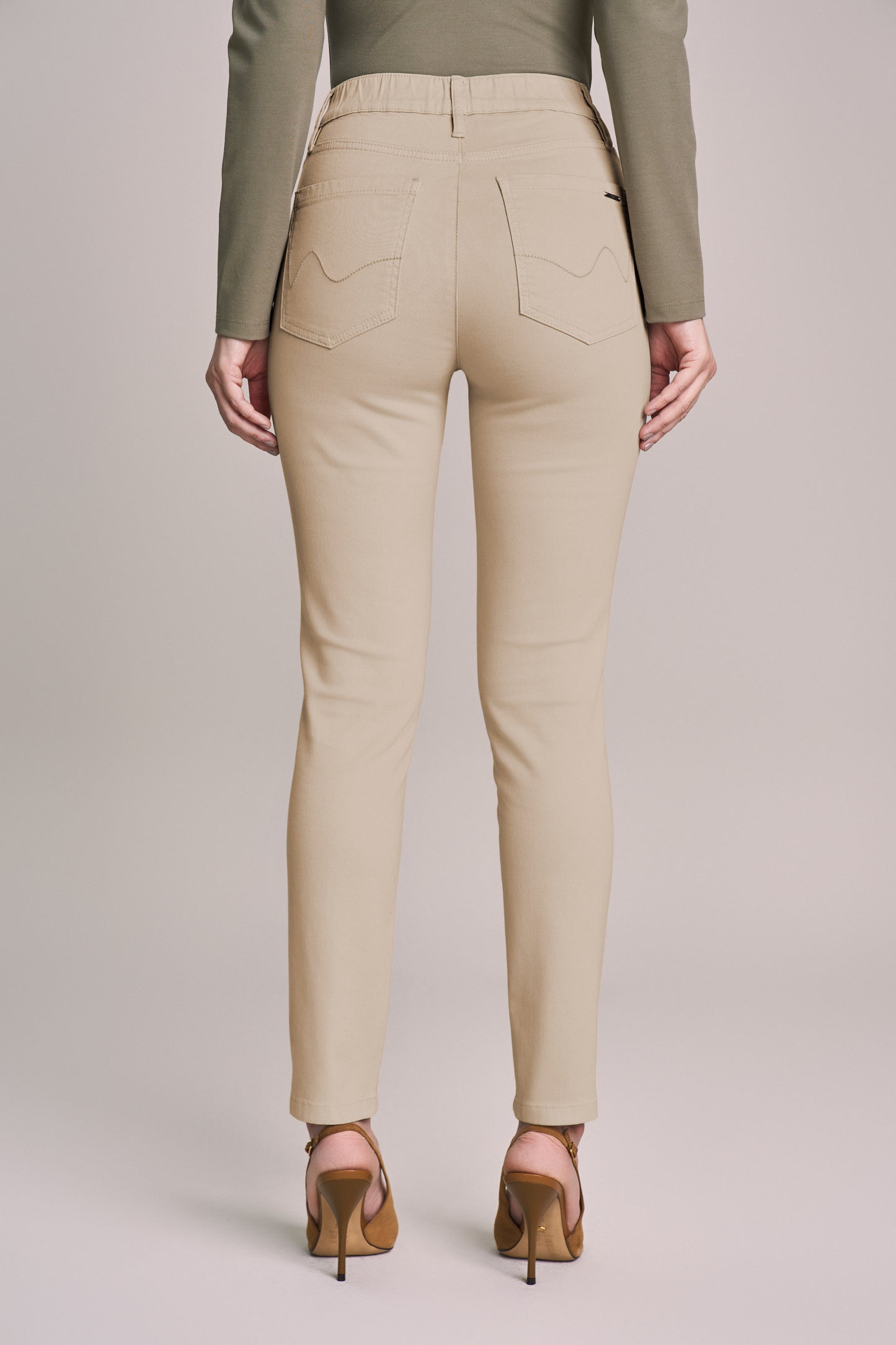 calça malha color skinny cintura intermediária com elastano