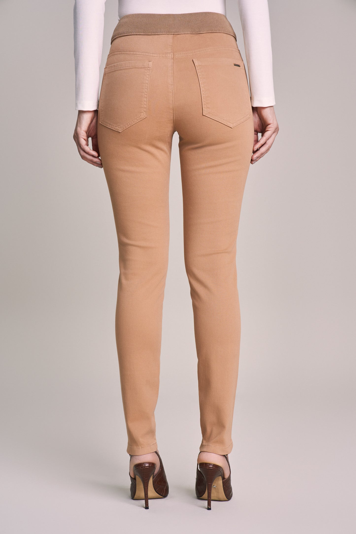 calça malha color skinny cintura intermediária cósde tricot