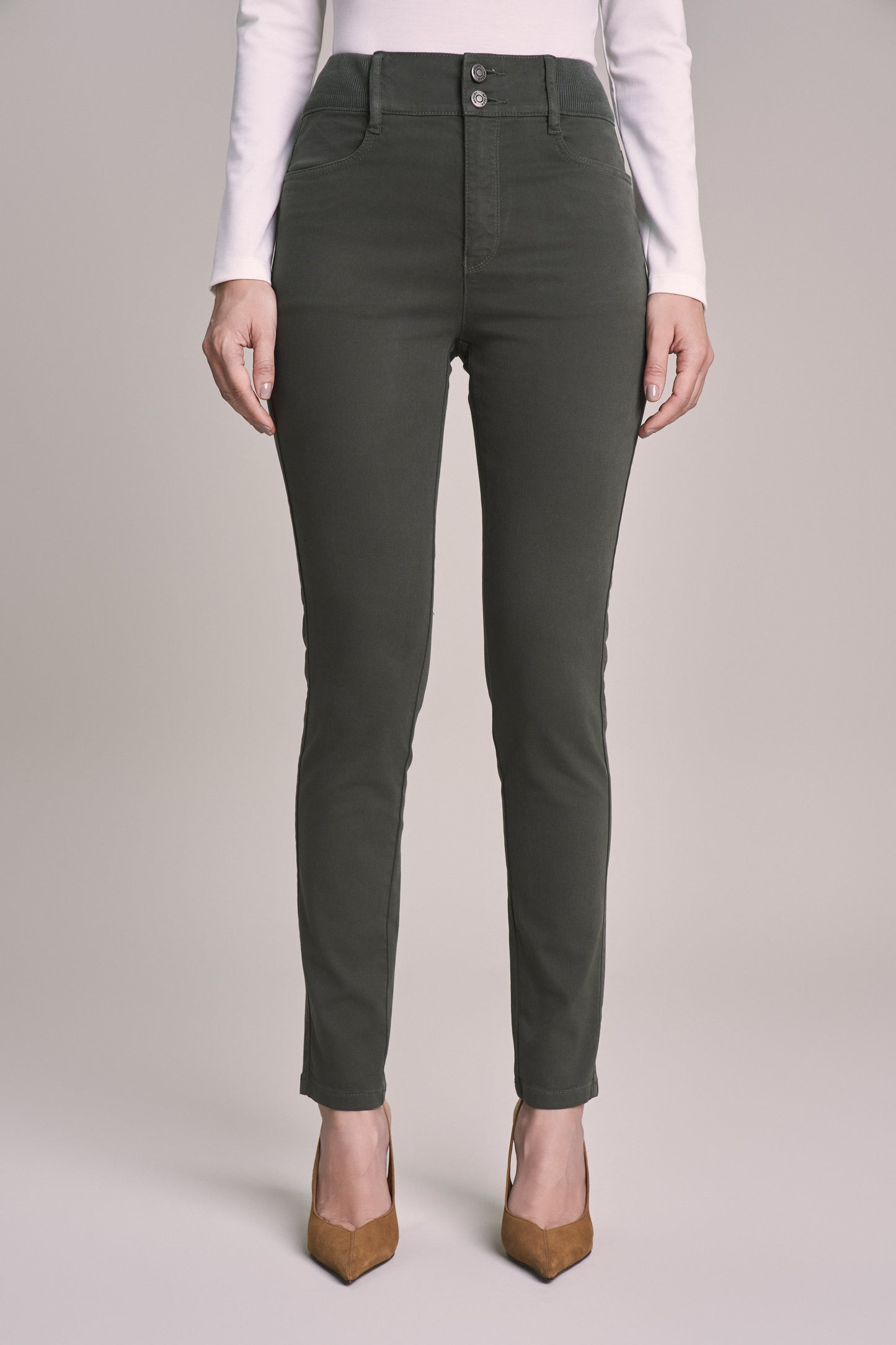 calça malha color skinny cintura intermediária cósde tricot