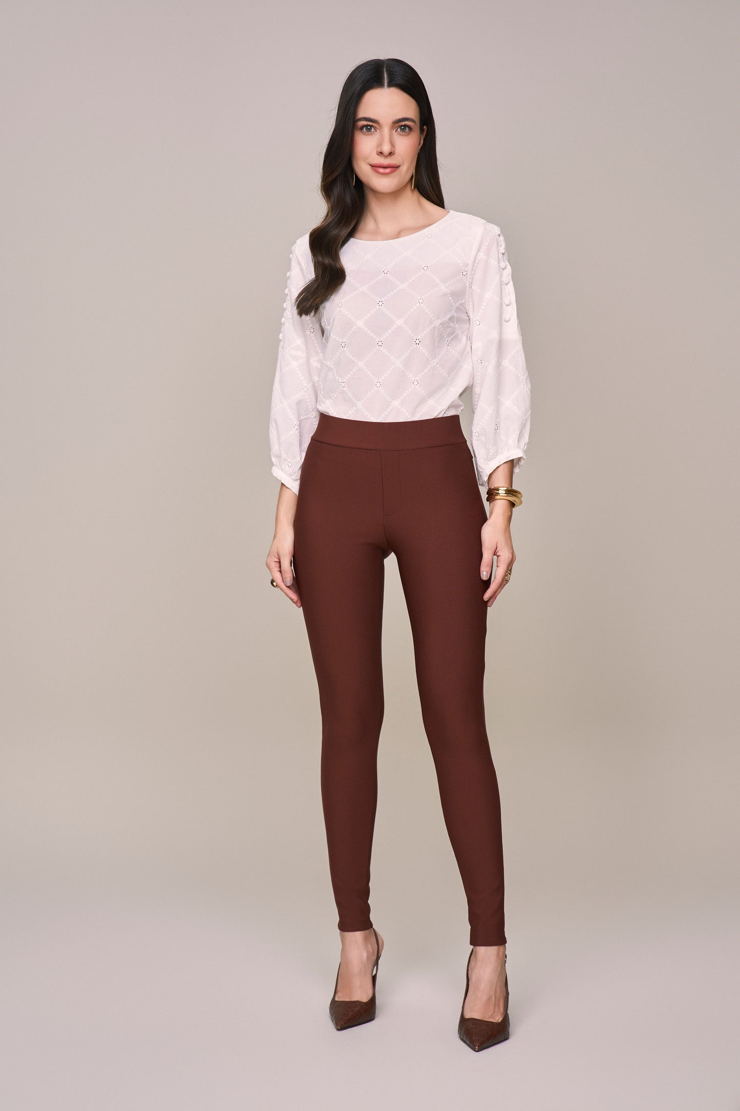 calça malha montaria cintura intermediária
