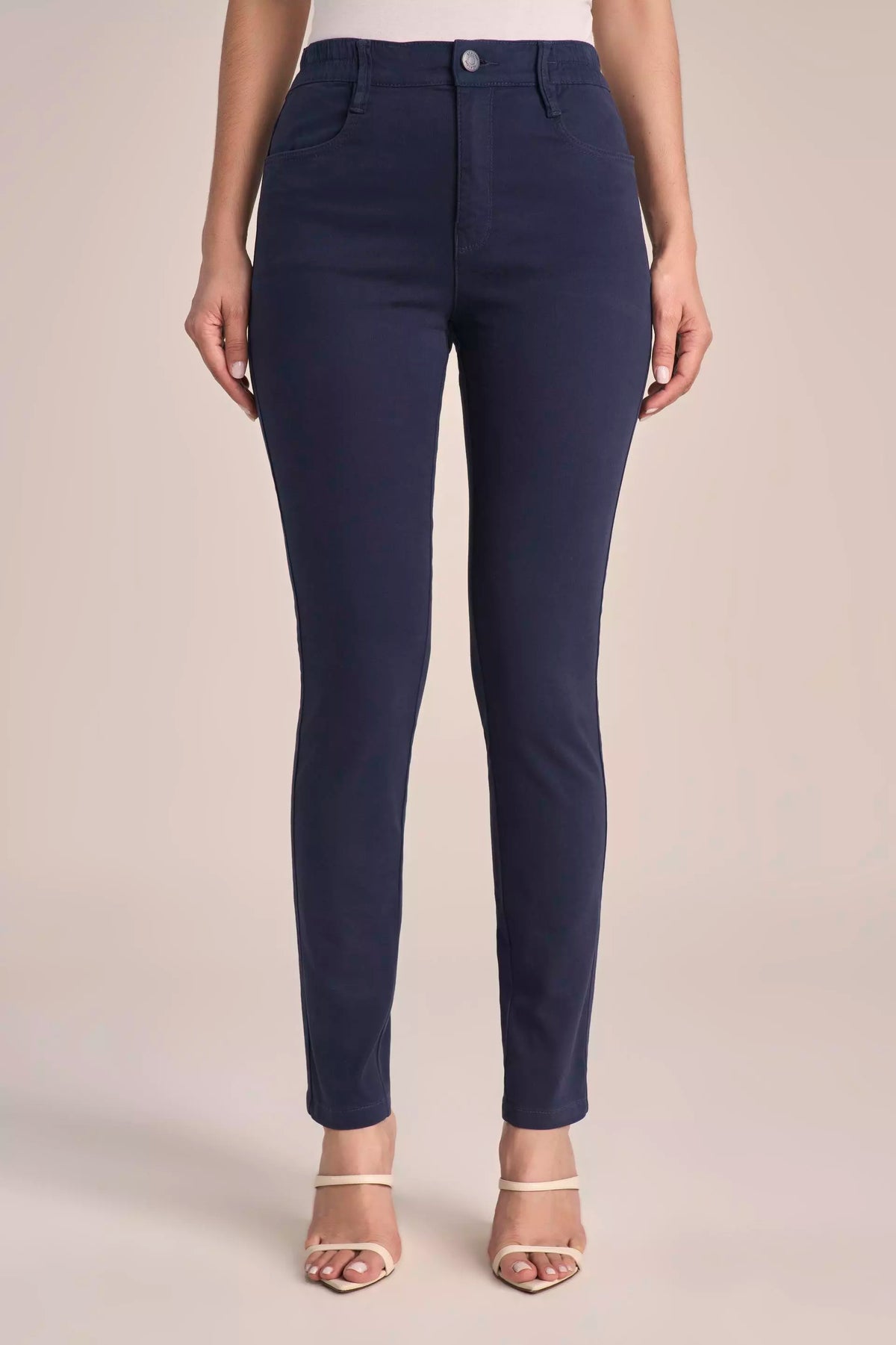 Calça Malha Color Skinny Cintura Intermediária Cós de Elástico