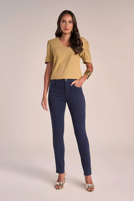 Calça Malha Color Skinny Cintura Intermediária Cós de Elástico
