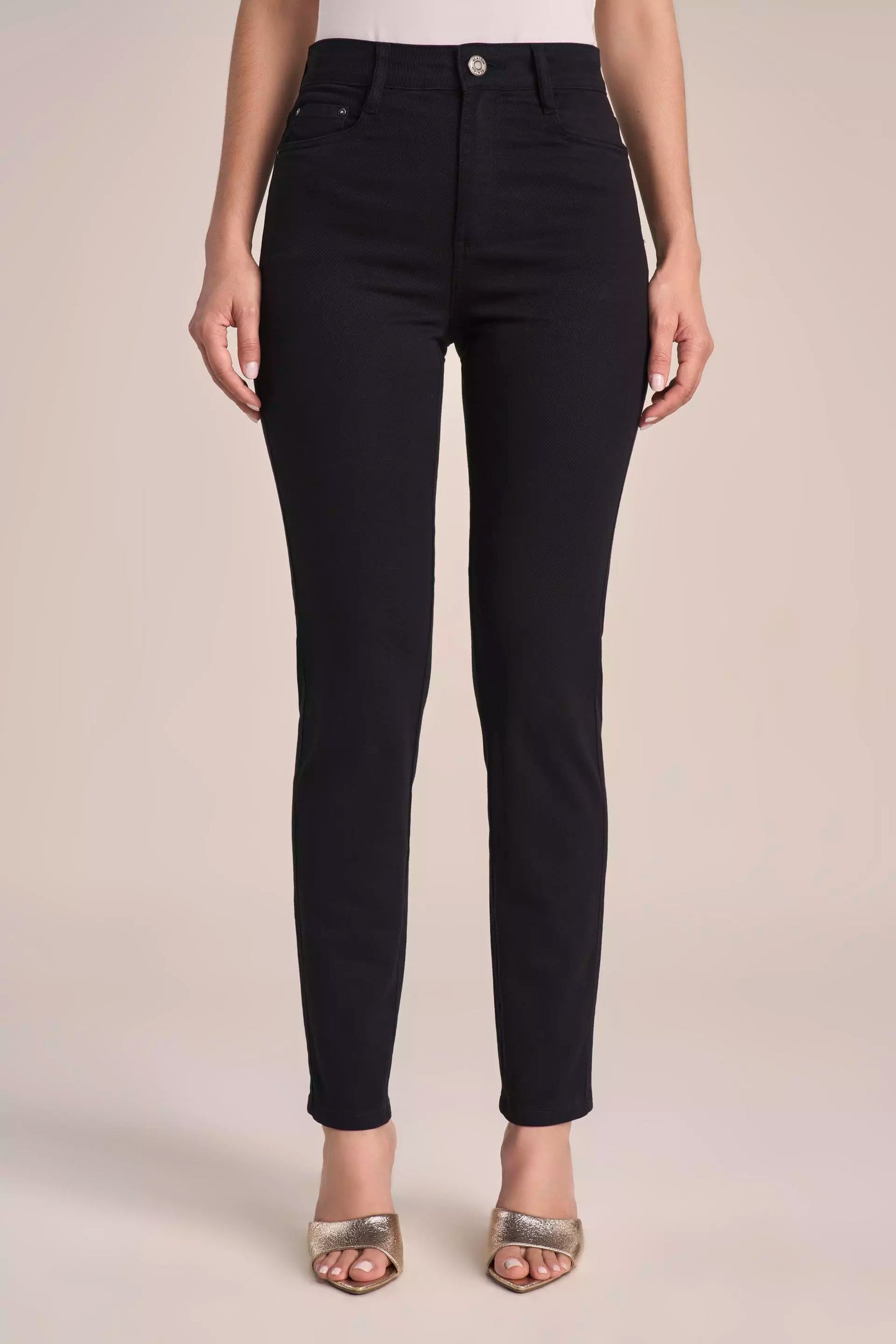 Calça Sarja Color Skinny Cintura Intermediária com Bordado