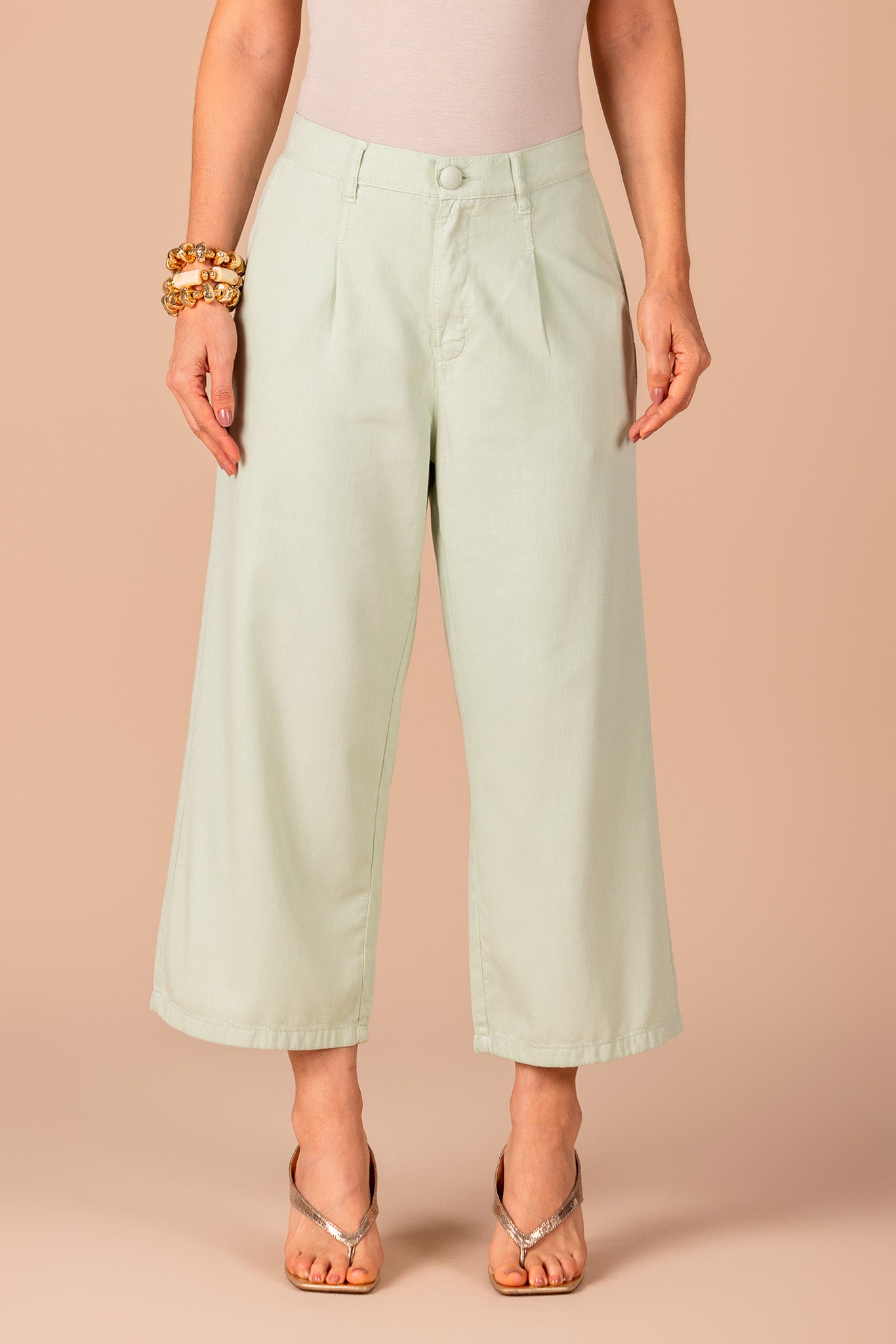 calça sarja pantacourt cintura intermediária cós de elástico