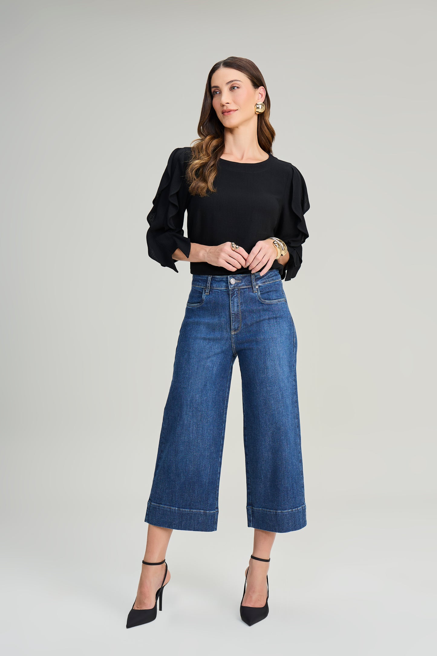calça jeans pantacourt cintura intermediária tradicional