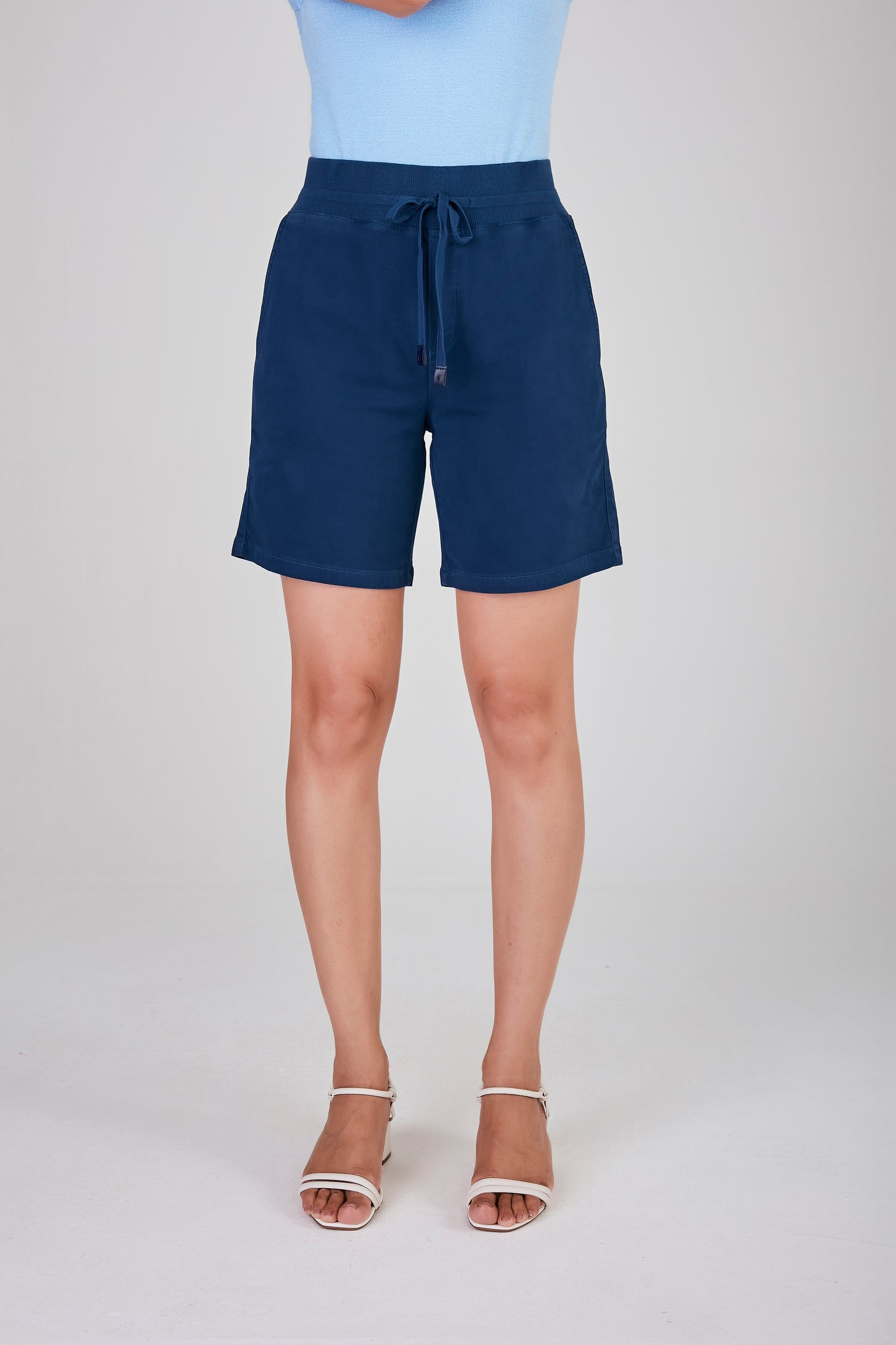 bermuda malha color midi comfort cintura intermediária cós tricot