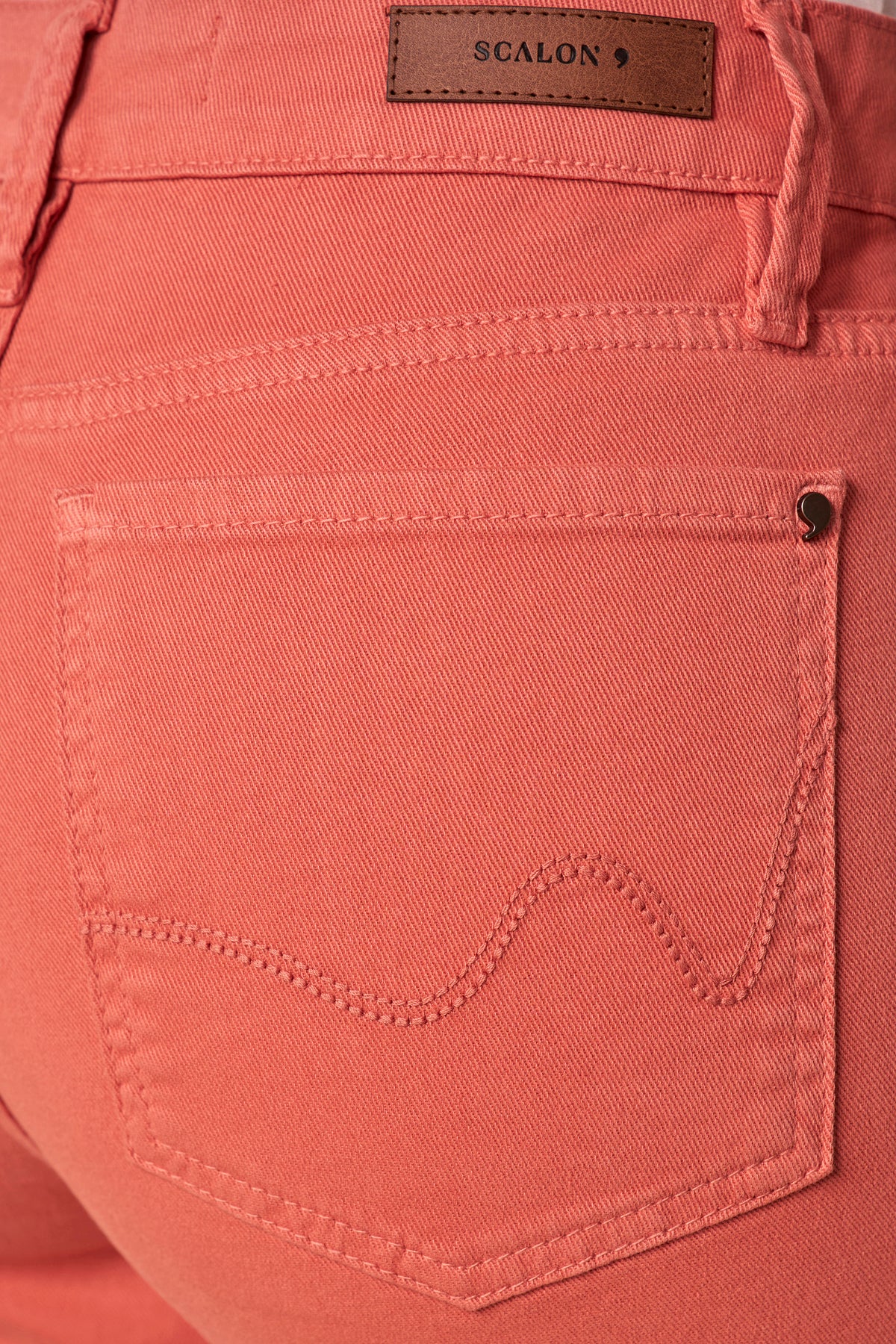 bermuda sarja color midi cintura intermediária com bordado