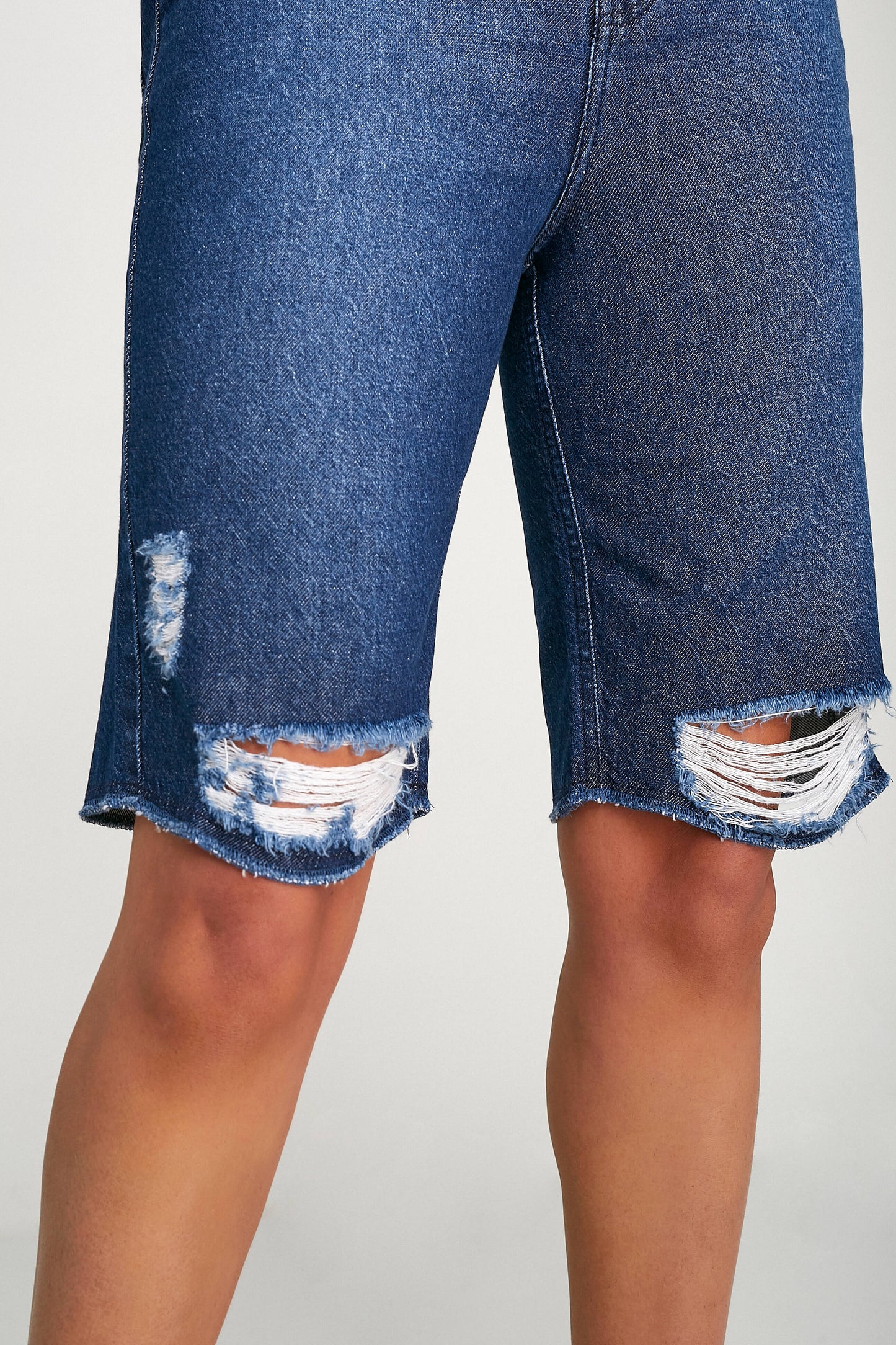bermuda jeans comfort cintura alta com elástico