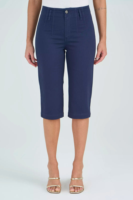 calça sarja color corsã�rio cintura intermediária com pences