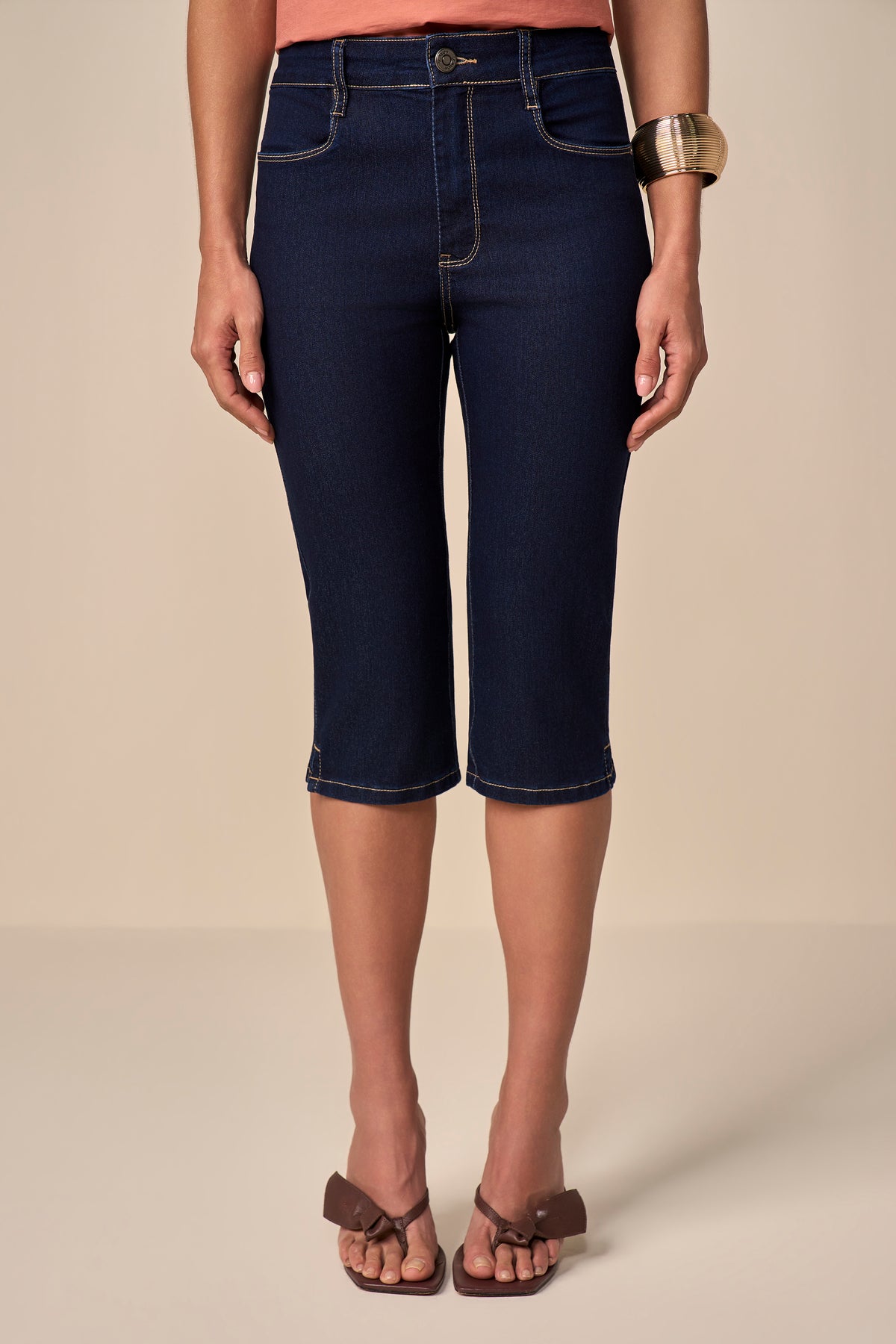 calça jeans corsário cintura intermediária tradicional