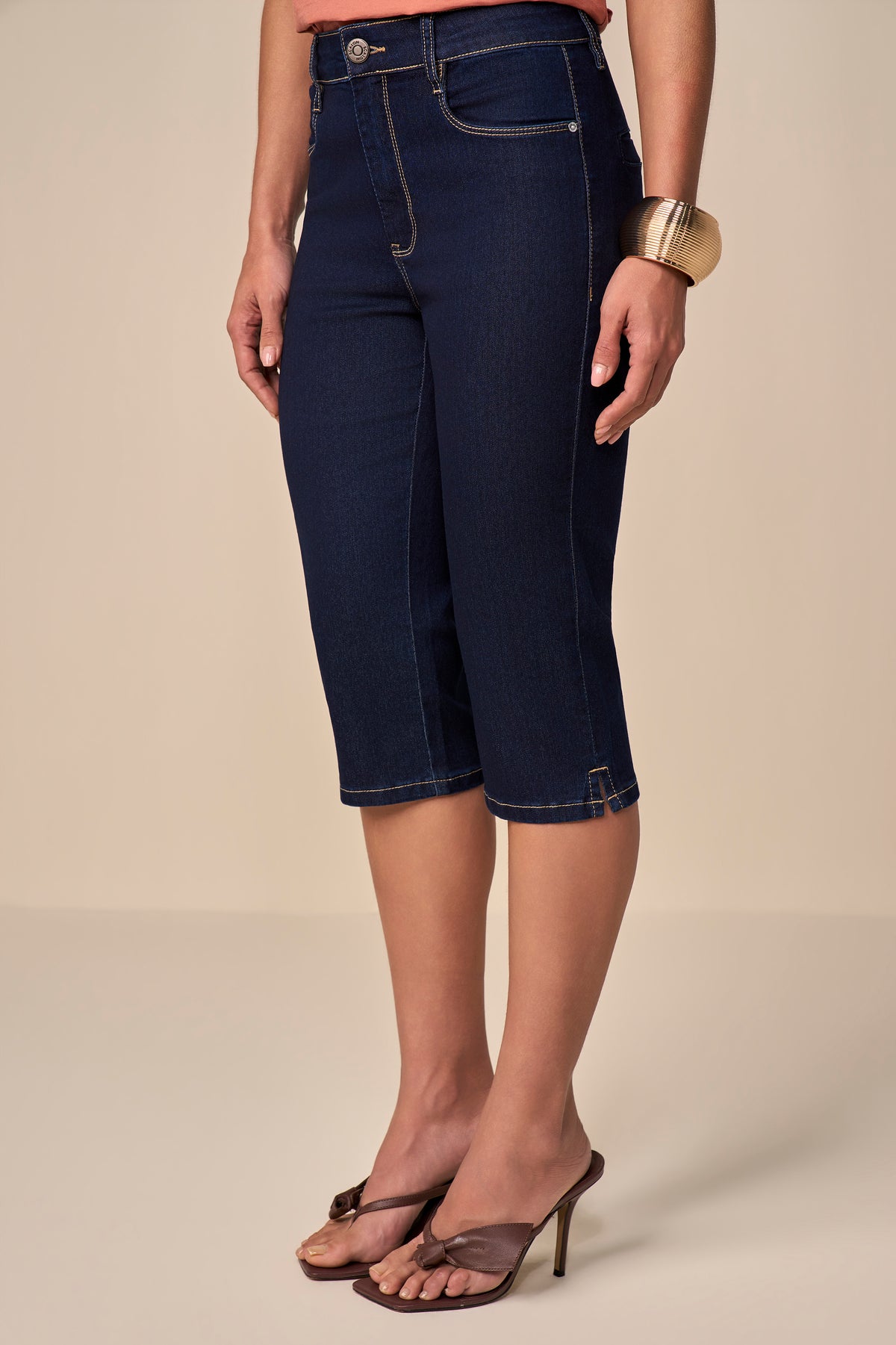 calça jeans corsário cintura intermediária tradicional