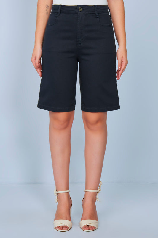 bermuda sarja color ampla jorts cintura intermediária básica