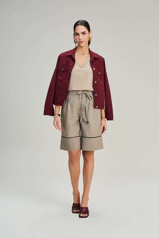 bermuda viscose jorts cintura intermediária com mix de tecidos