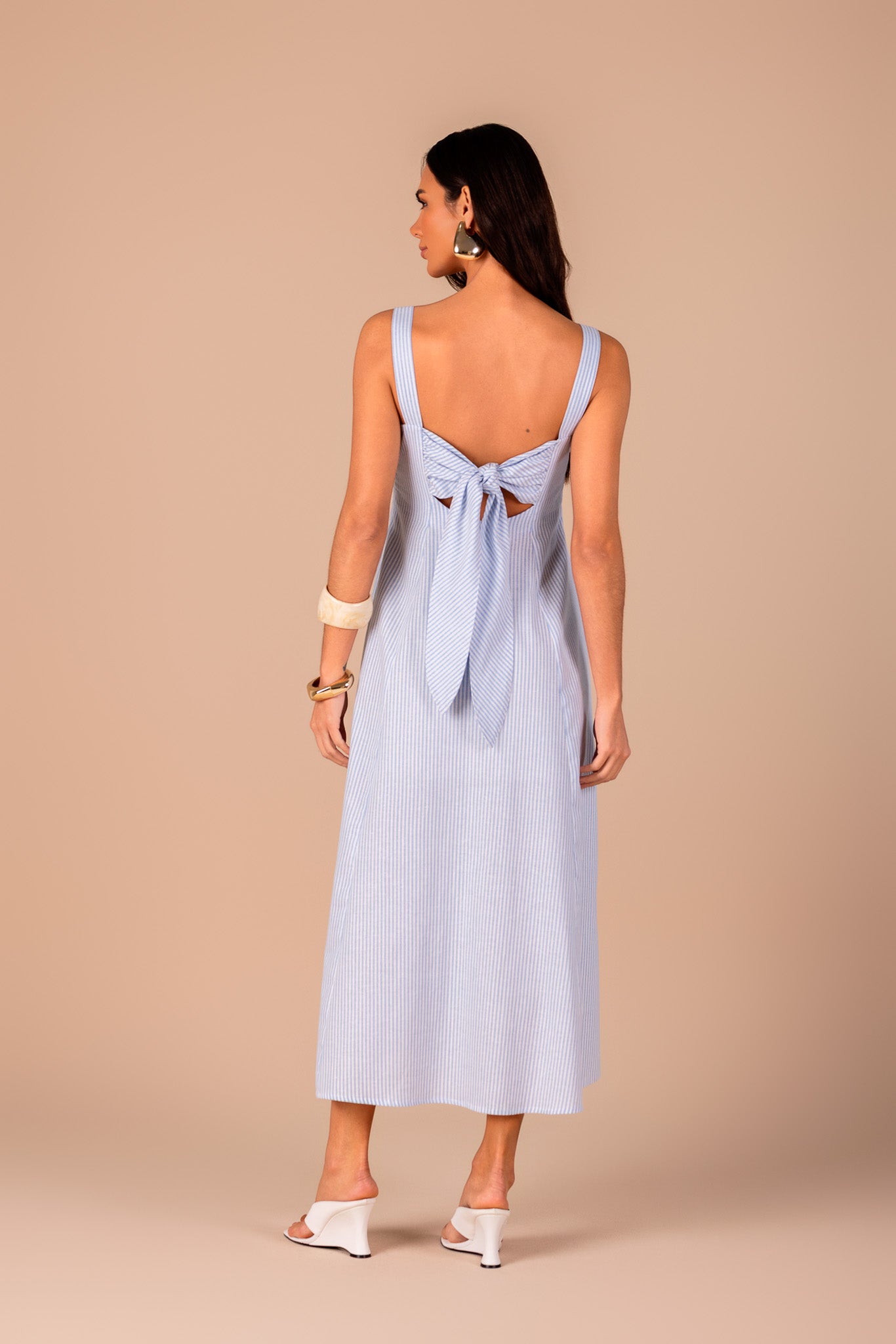 vestido algodão longuete com amarraã‡ãƒo