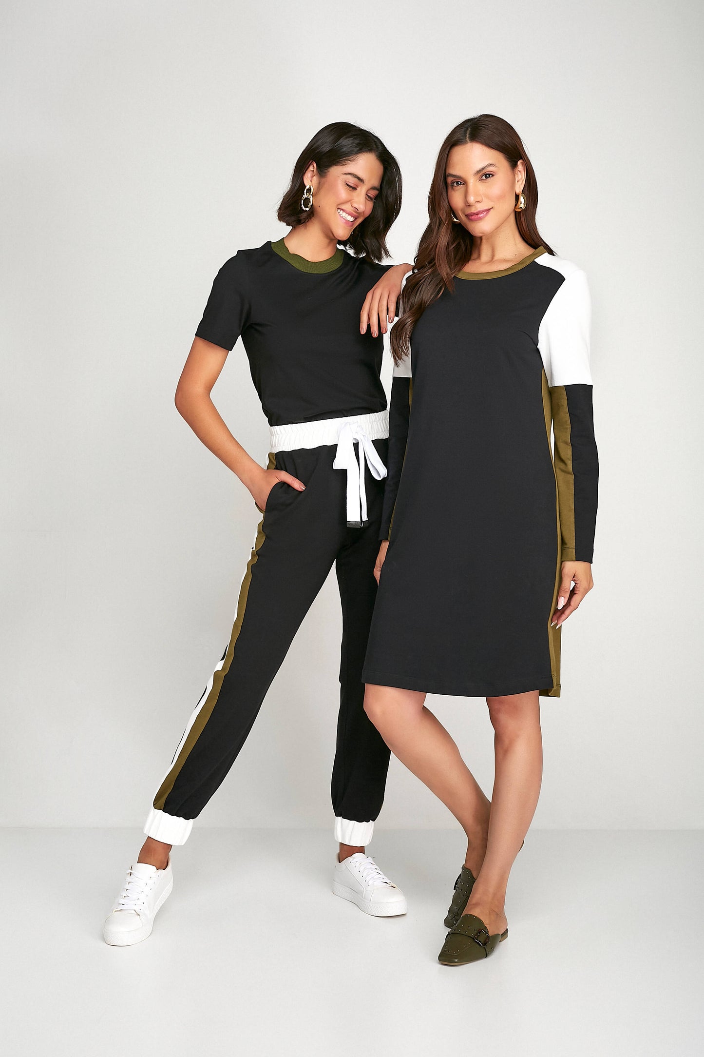 vestido moletom manga longa com recortes