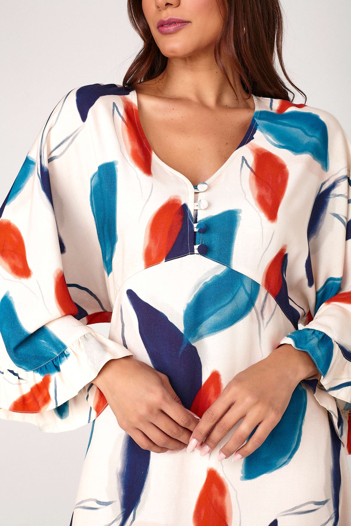 vestido viscose midi amplo estampado