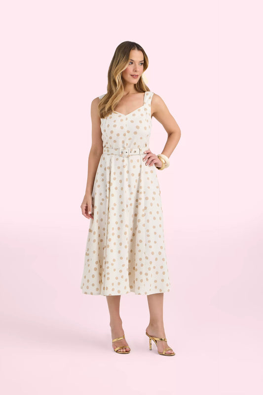 vestido viscose midi alça larga com recortes e cinto