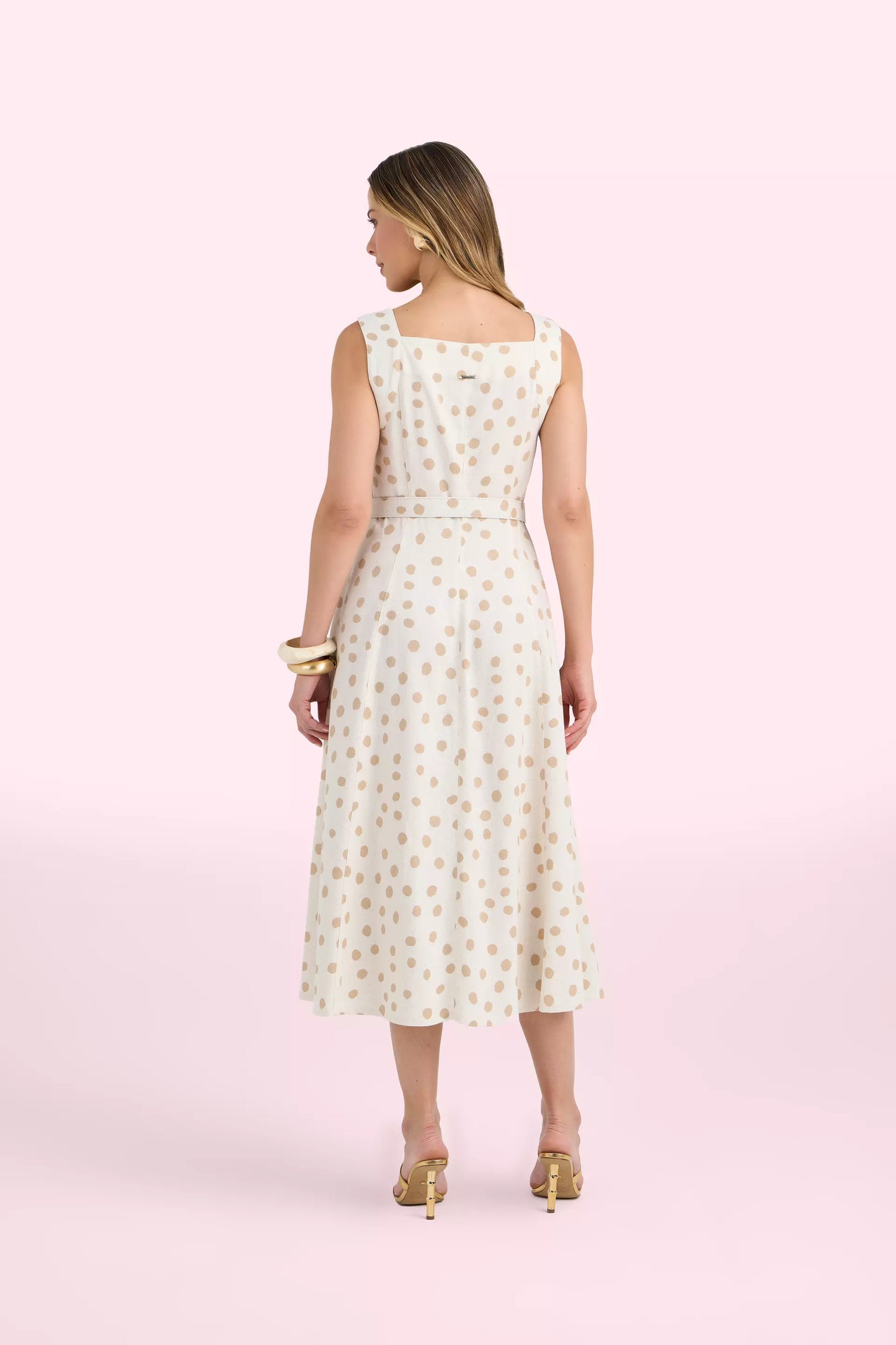 vestido viscose midi alça larga com recortes e cinto