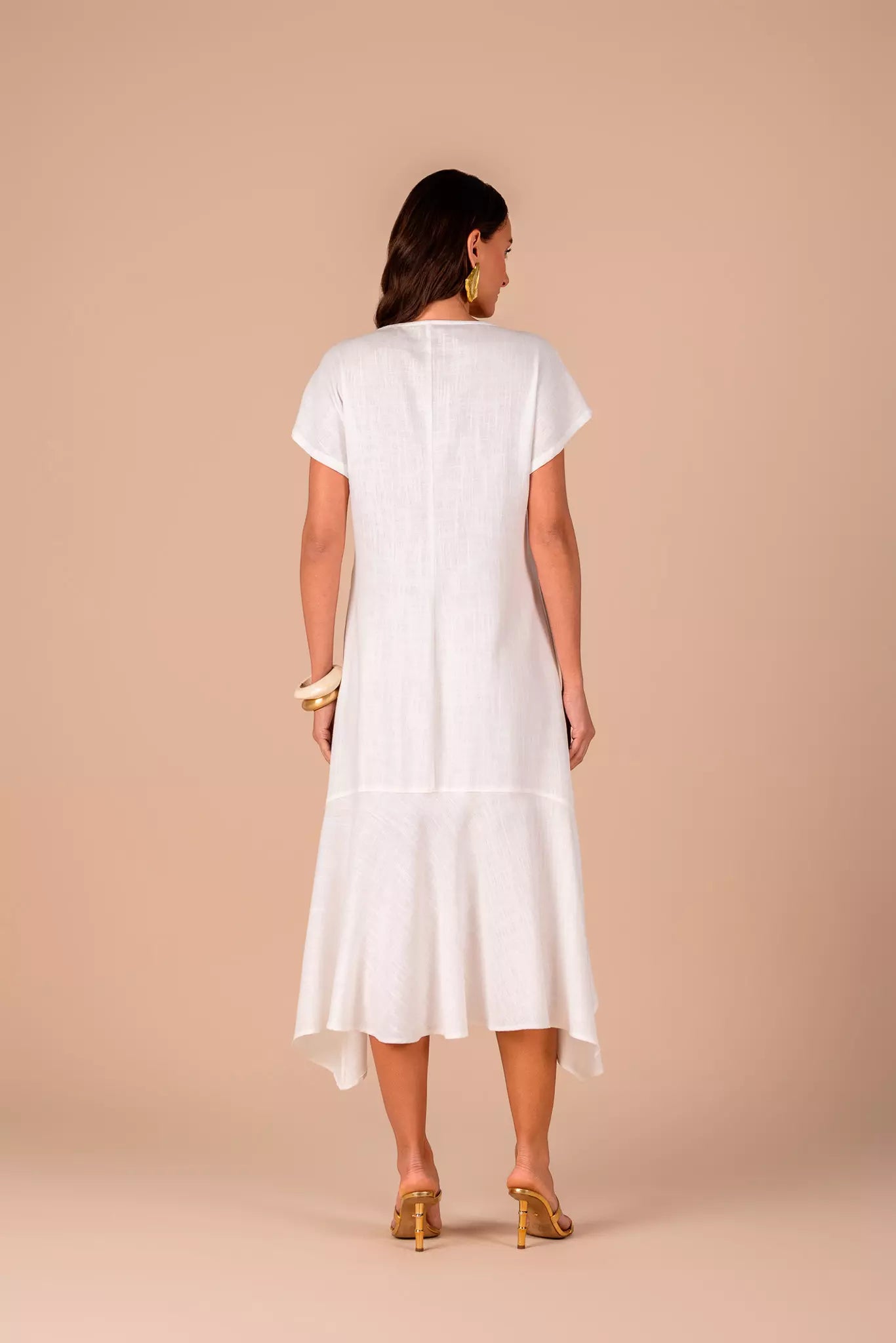 vestido viscose midi com recorte assimã‰trico