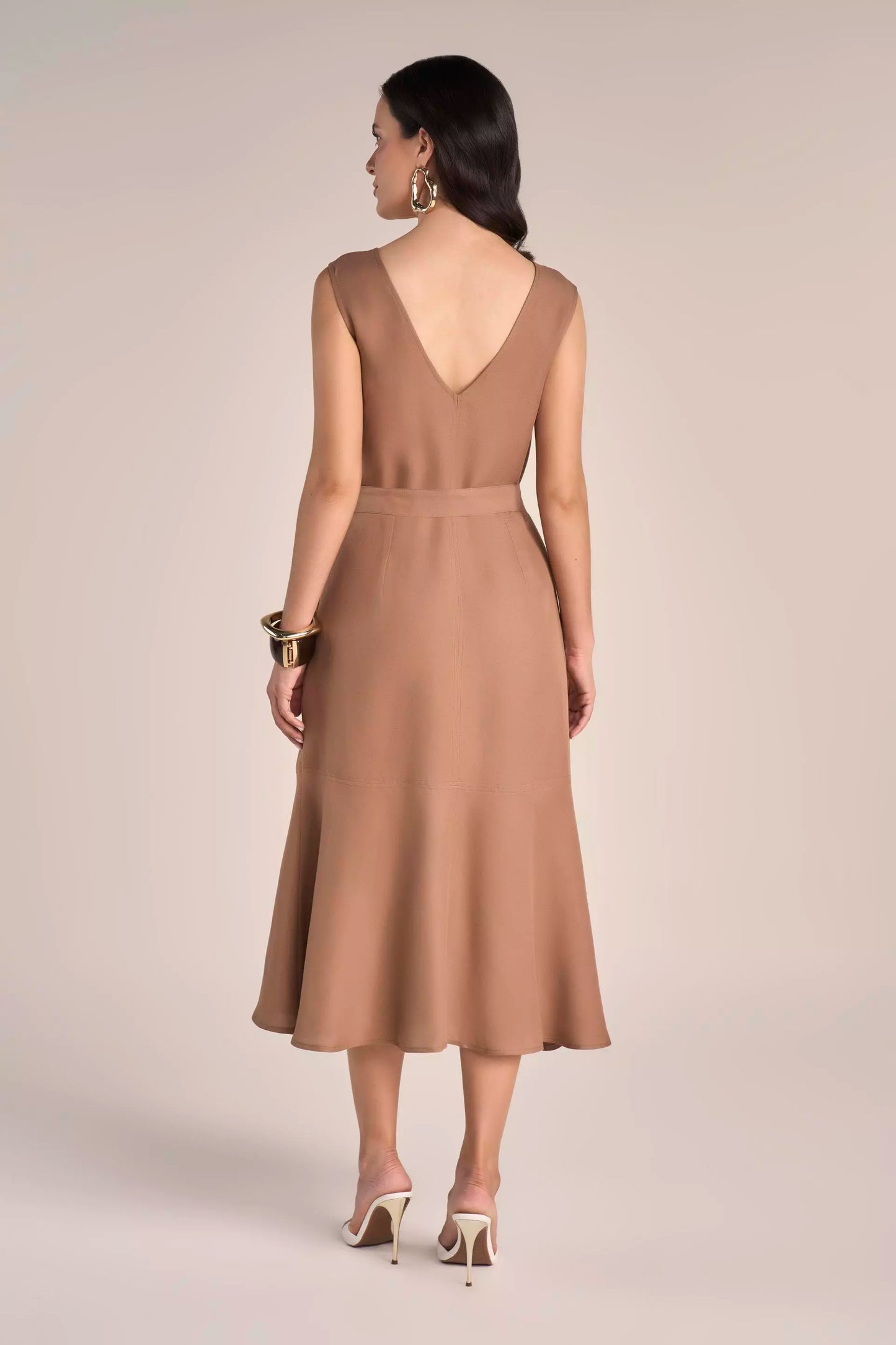 Vestido Viscose Midi com Recortes e Faixa