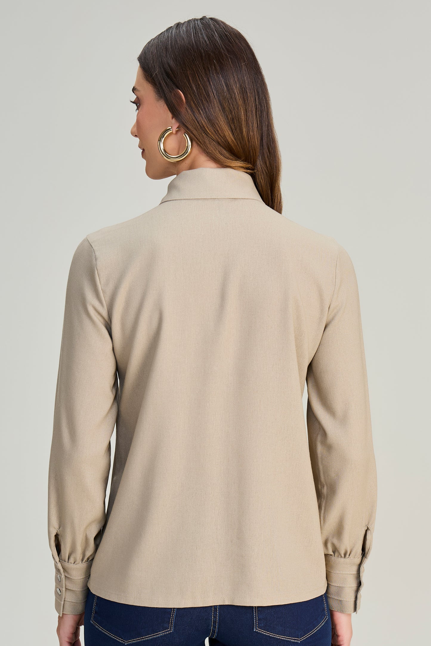 camisa viscose manga longa com nervuras
